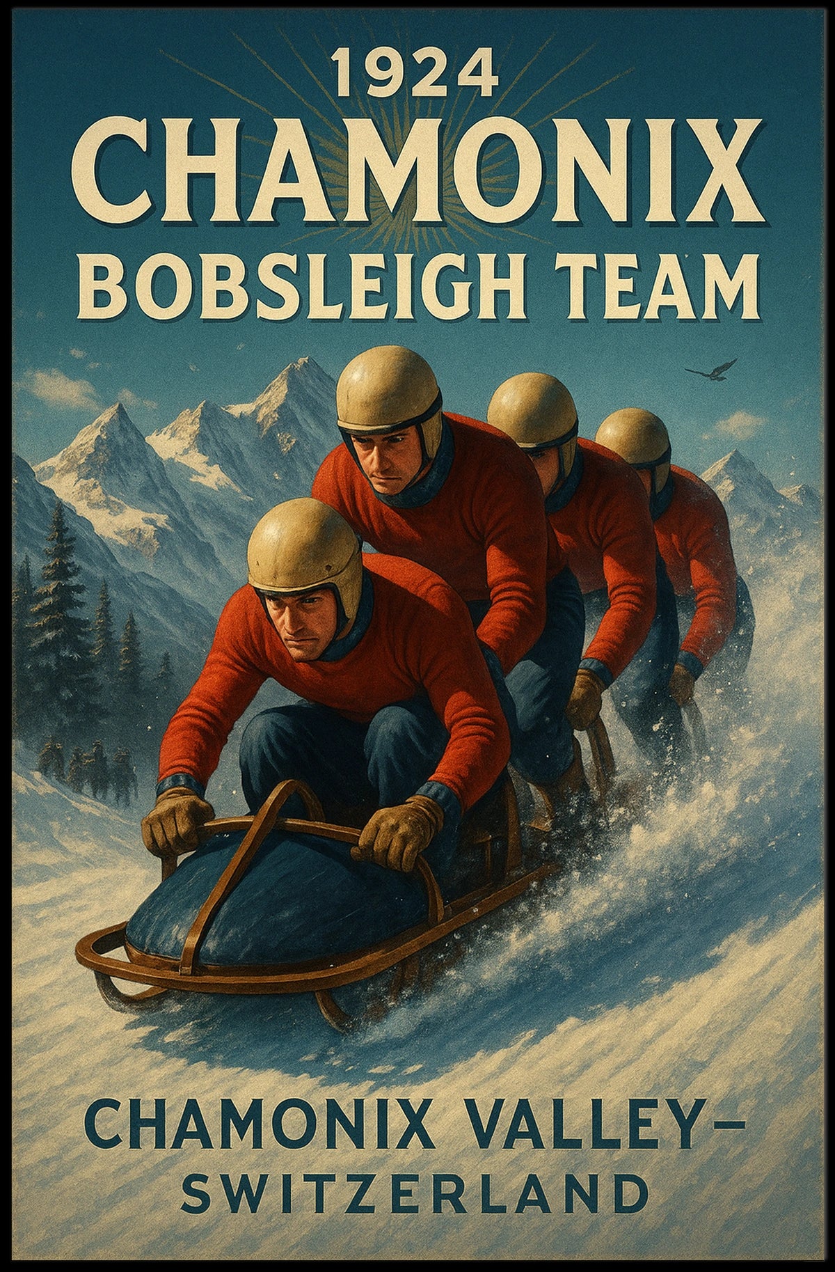 1924 Chamonix Bobsleigh Team Poster