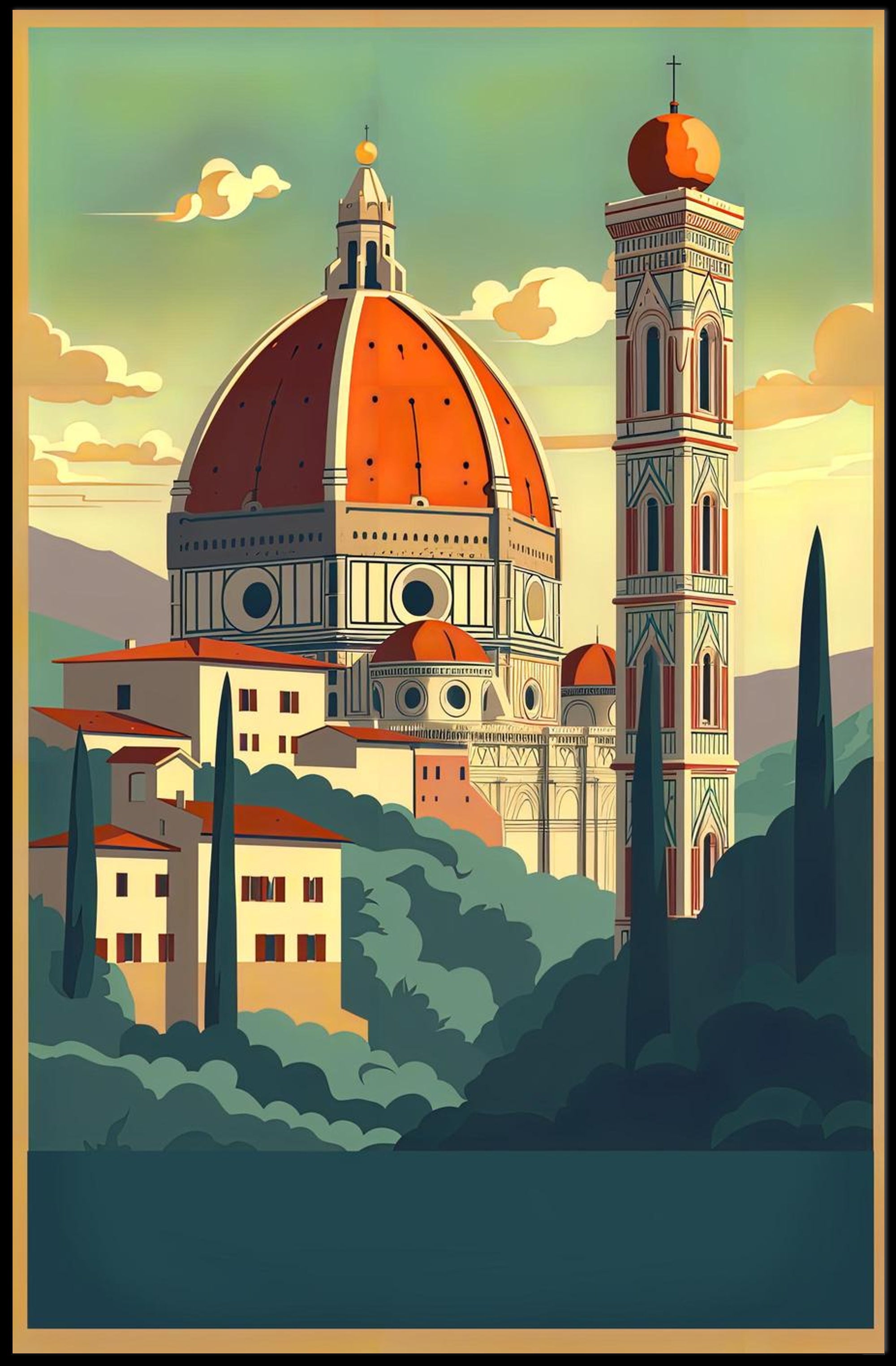 Artistic View of Florence's Duomo Poster