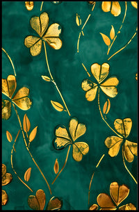 Golden Clovers Luxury Art Print Abstract or Artistic Poster