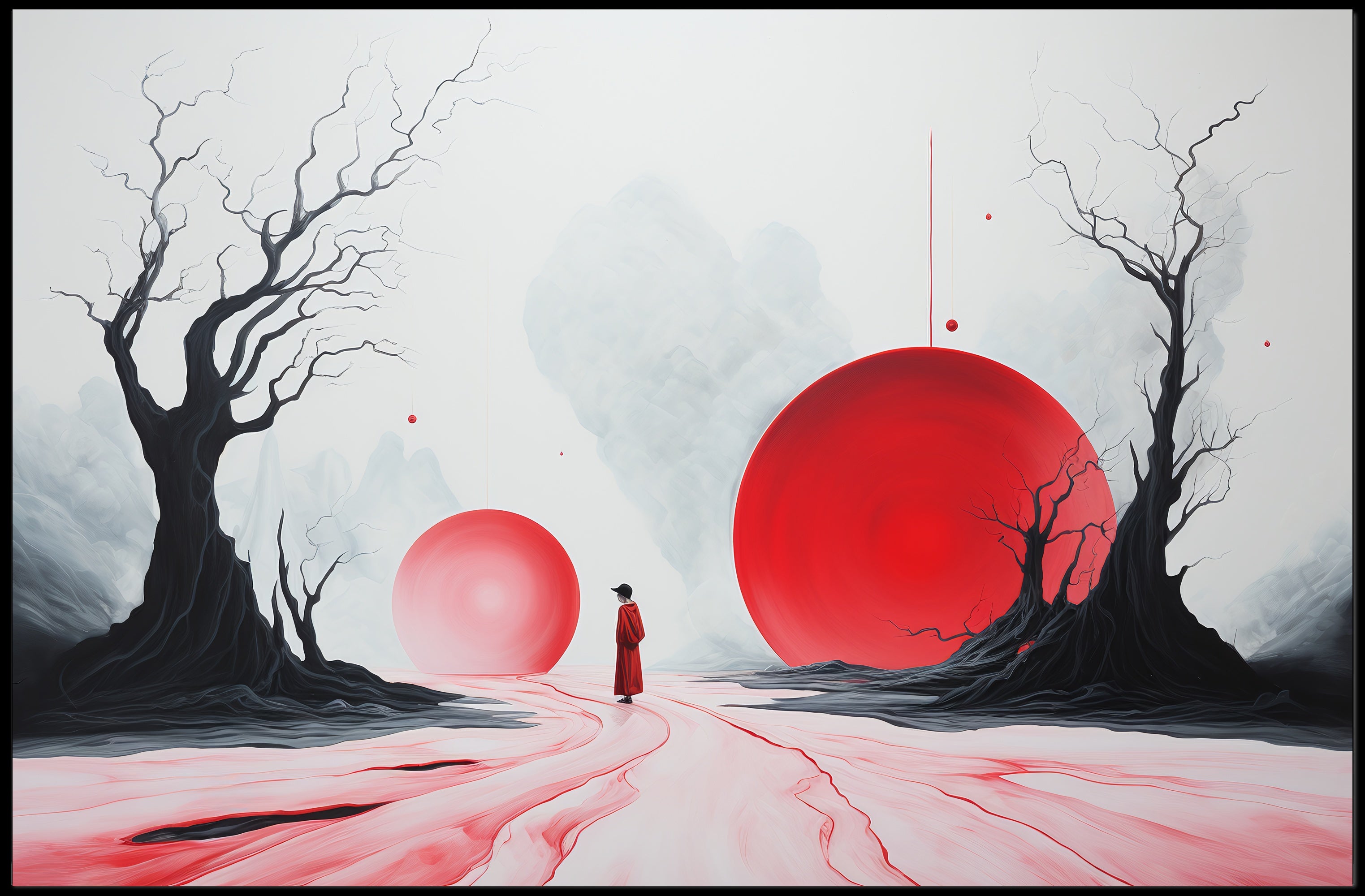 Surreal Red Spheres Abstract or Artistic Poster