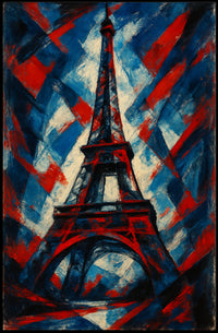 Eiffel Tower Abstract in Vibrant Patriotic Poster