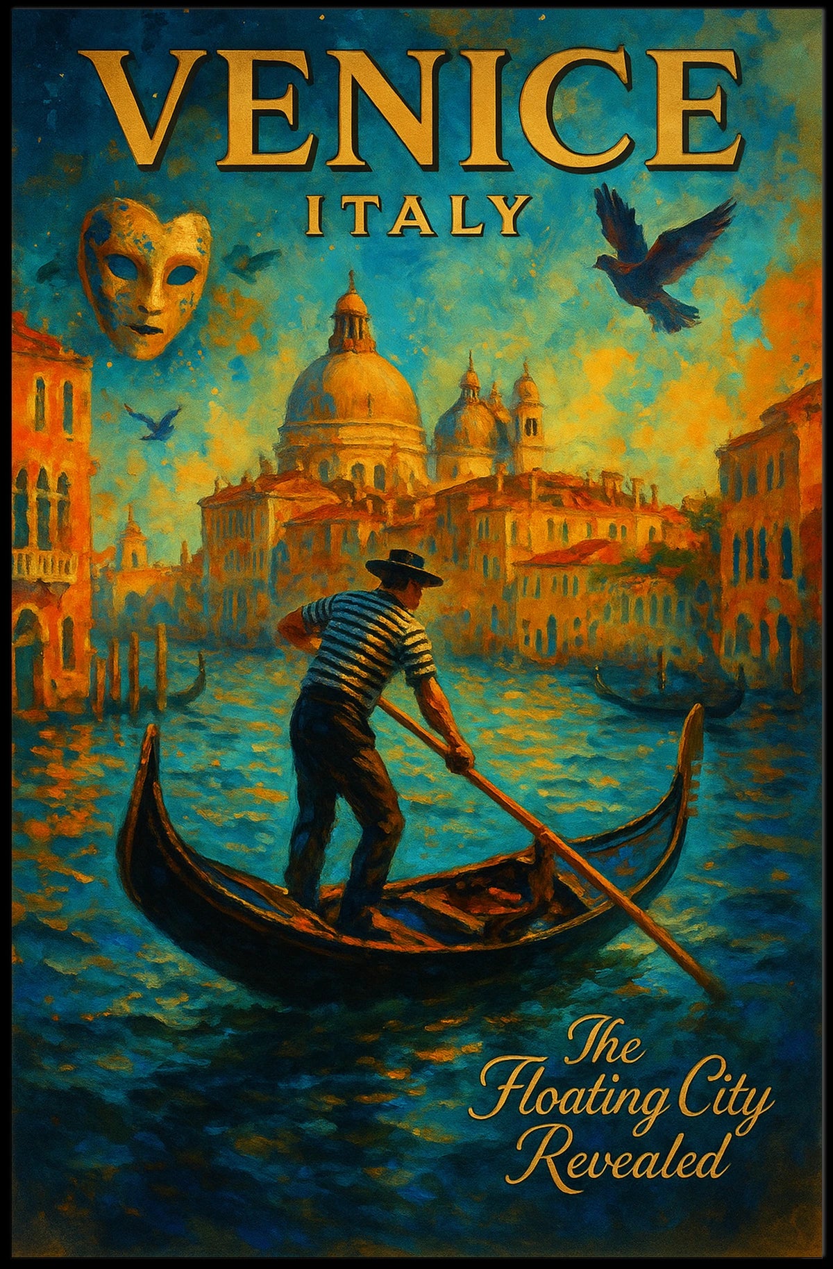 Venice Poster Floating City Revealed Romantic Travel Art