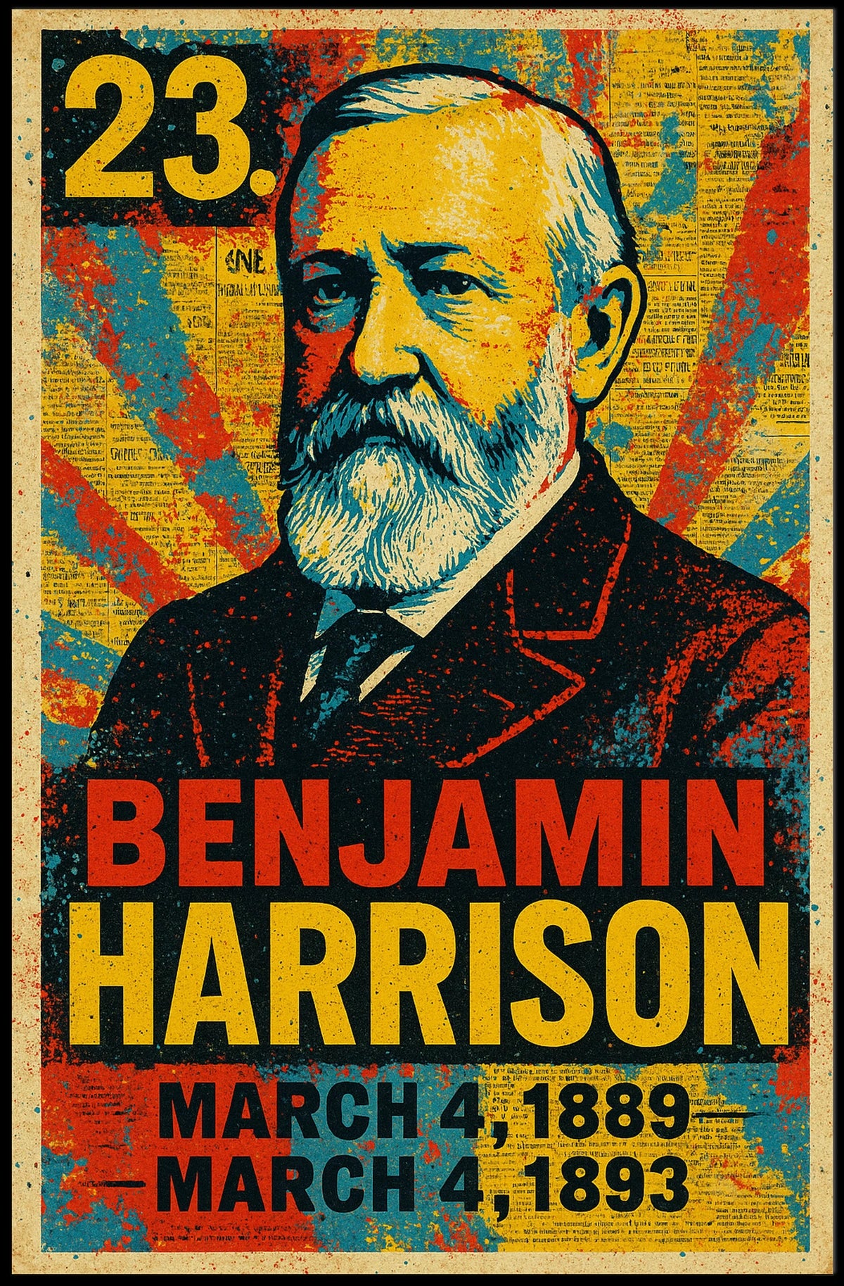 Benjamin Harrison 23rd President of the United States Street Art Mashup Poster