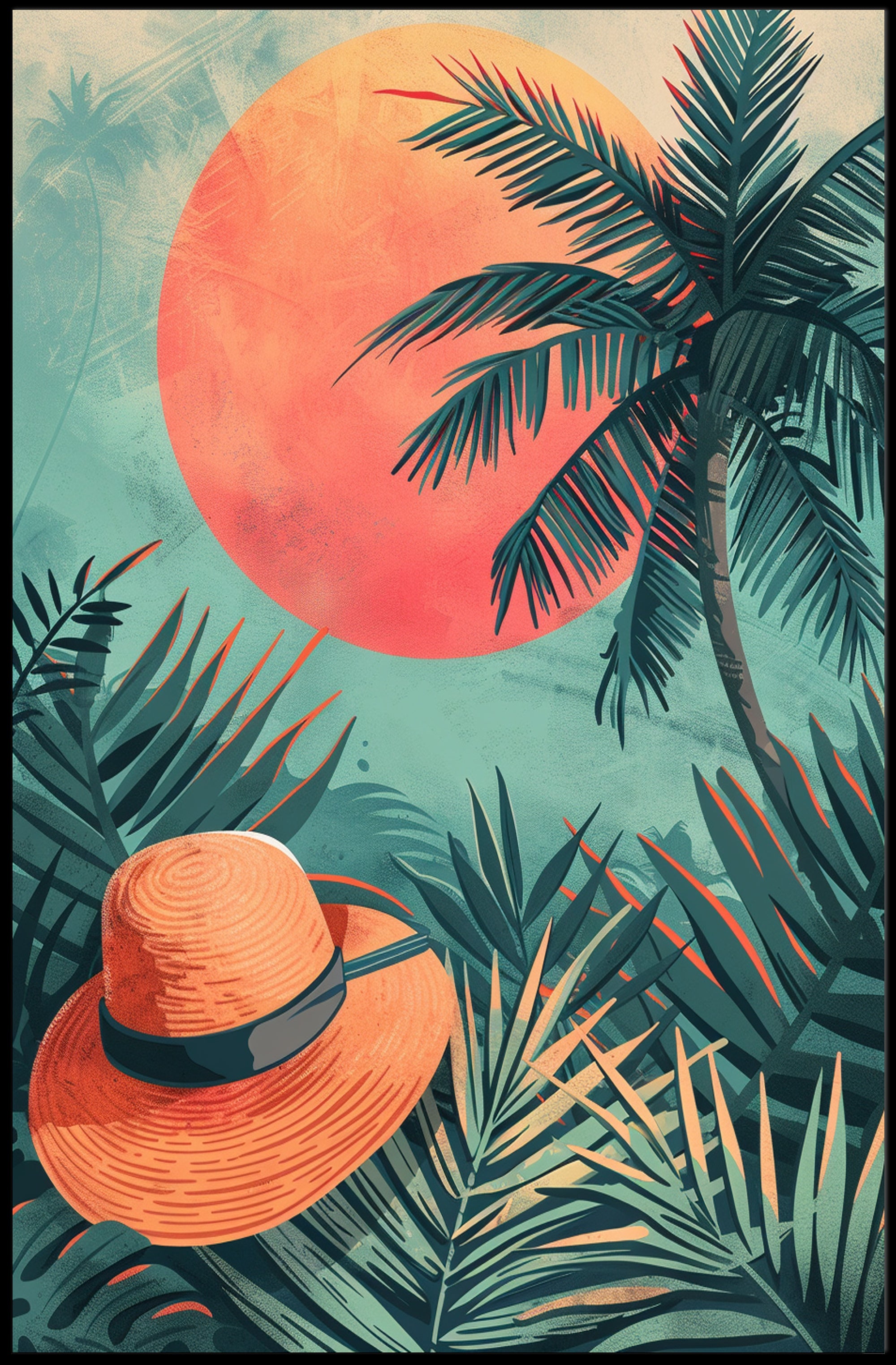 Panda Relaxing on Watermelon Art Poster PosterGoat