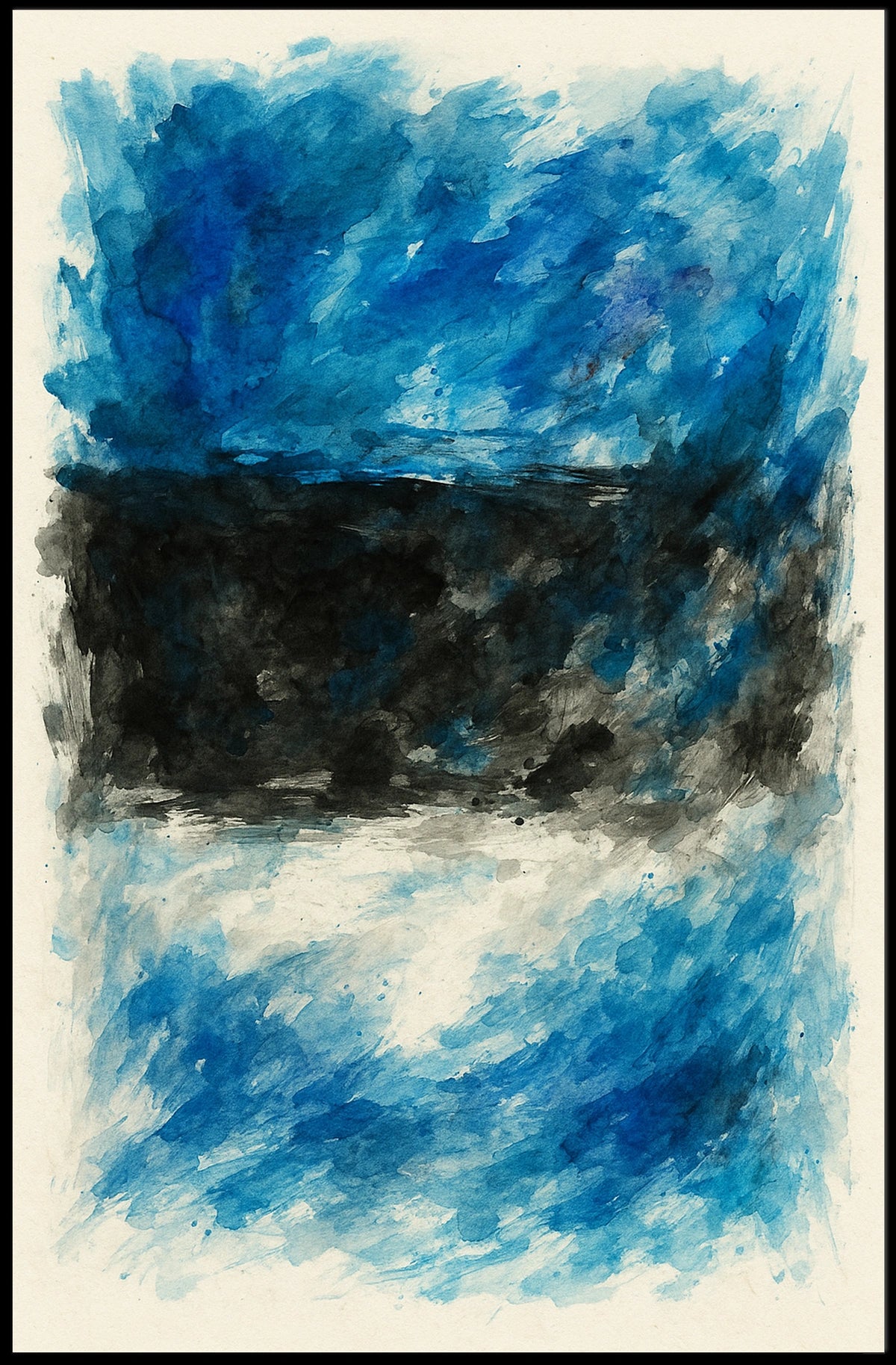 Abstract Blue And Black Composition Poster