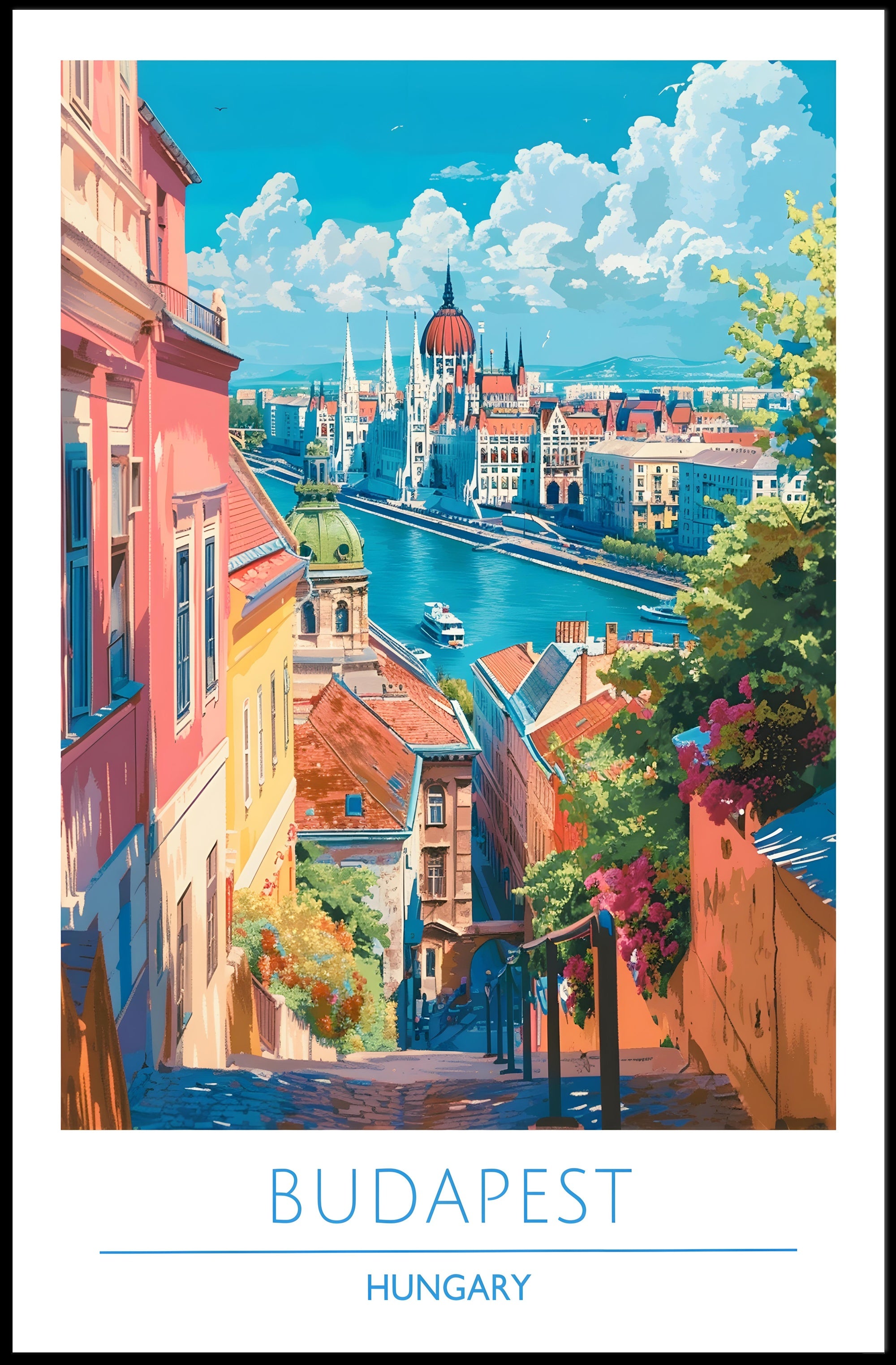 Vibrant Budapest Cityscape Travel Poster