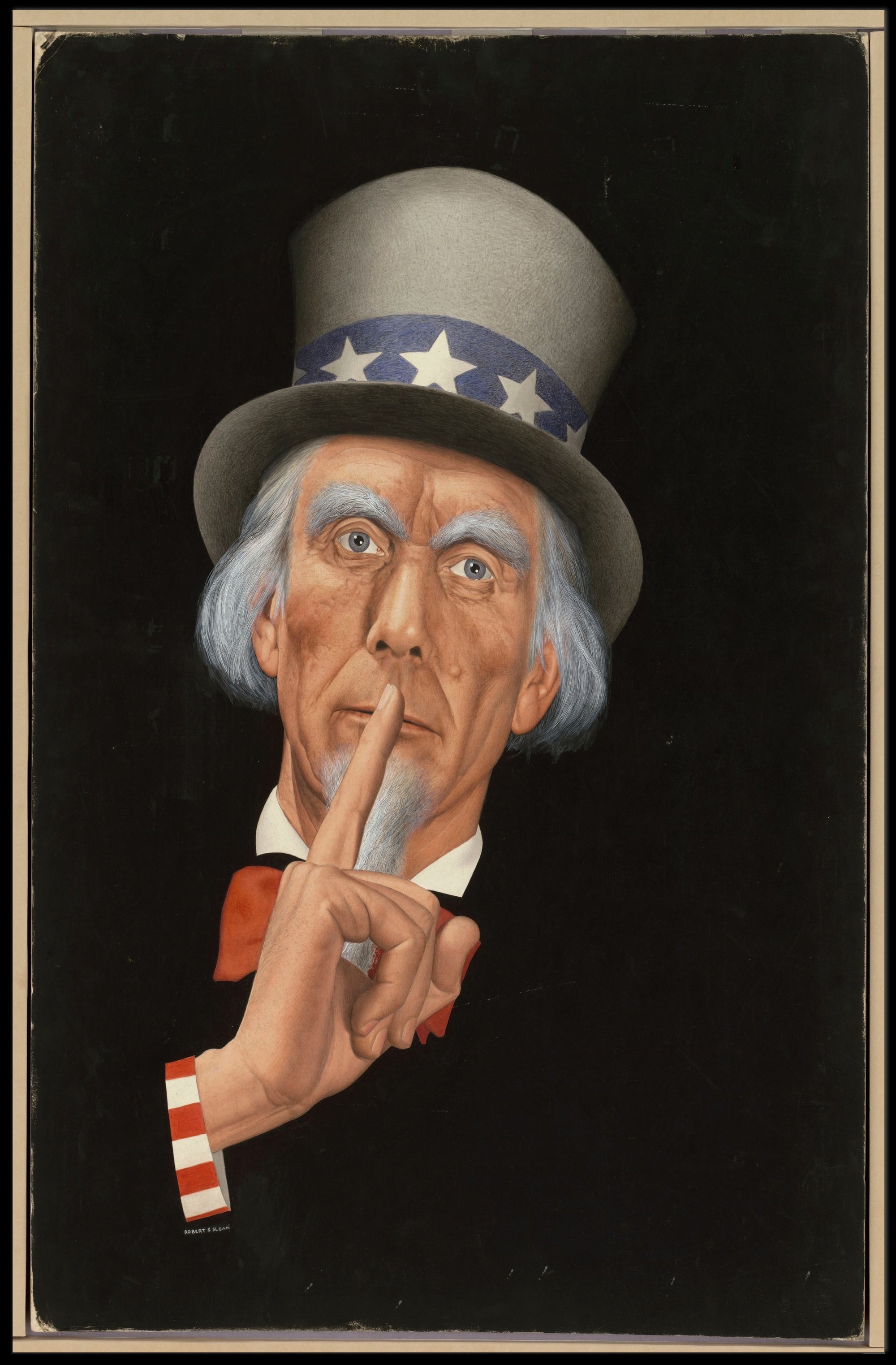 Uncle Sam "Shh" Art Print Political or Propaganda Poster