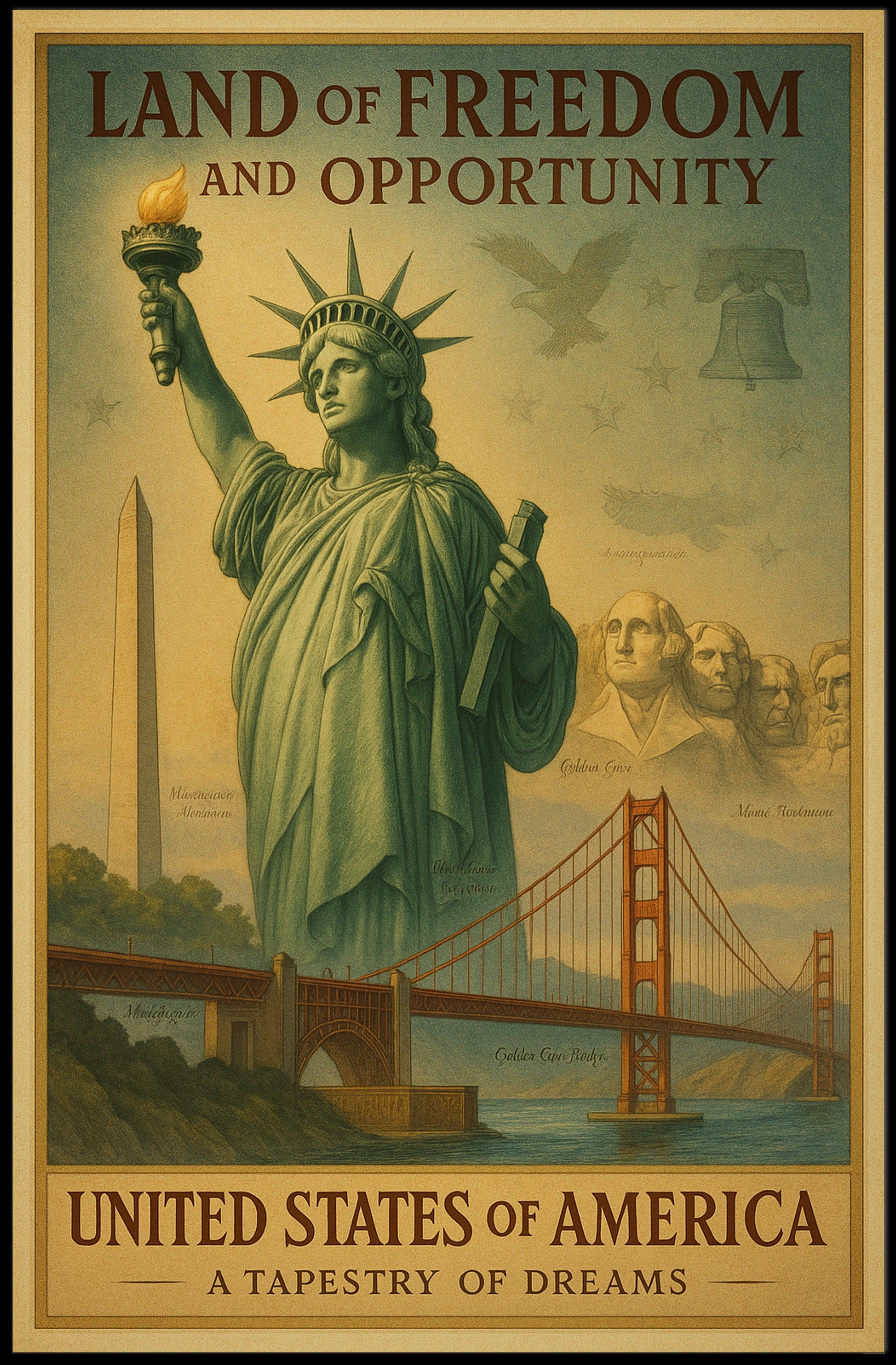 Land of Freedom and Opportunity Poster PosterGoat