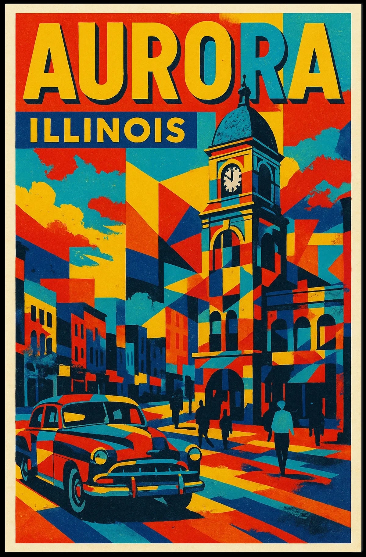 Aurora, Illinois Vibrant Cityscape Poster