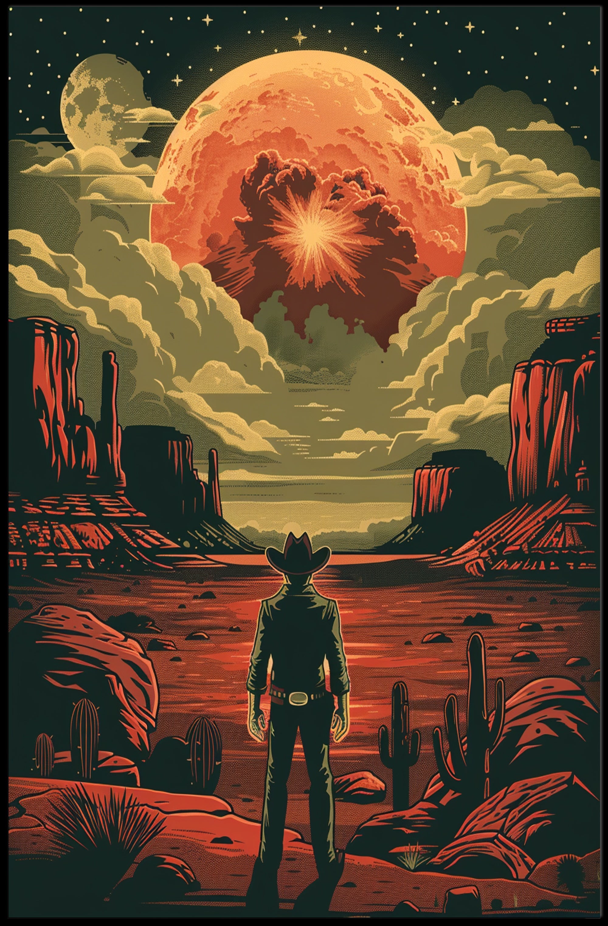 Cosmic Cowboy Poster Art Print for Home Decor and Wanderlust Enthusiasts PosterGoat