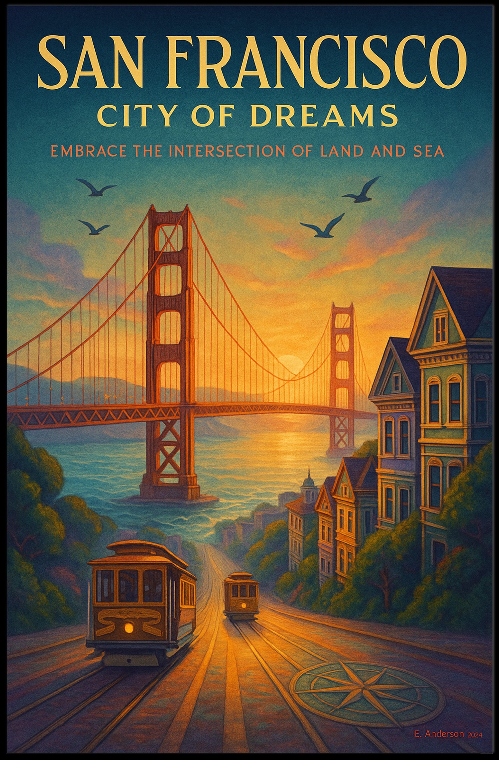 Golden Gate Bridge Sunset Urban or Cityscape Poster