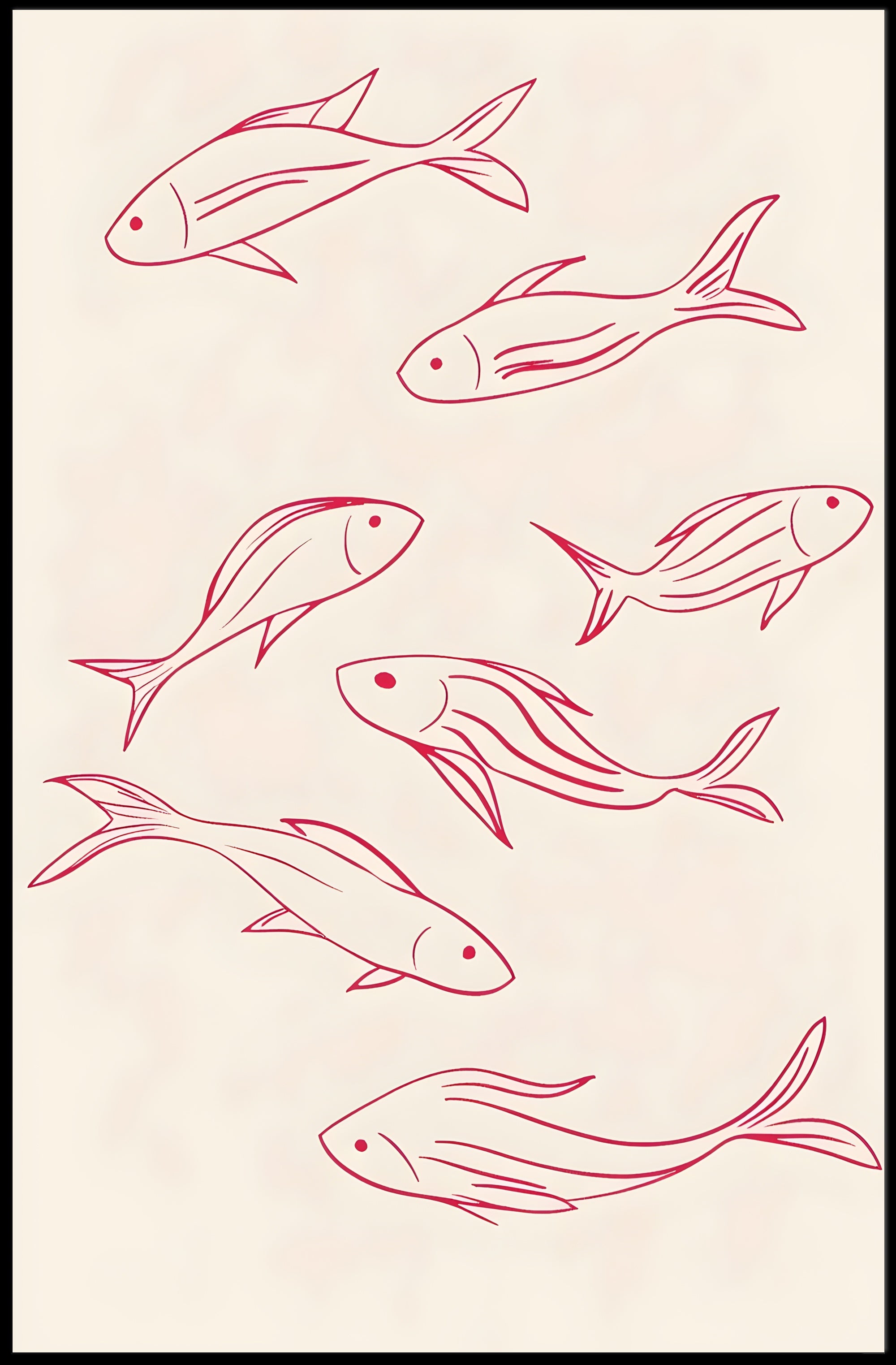 Flowing Fishes Minimalist Poster Wall Art Print