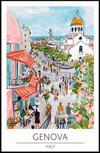 Vibrant Genova Street Scene Poster PosterGoat