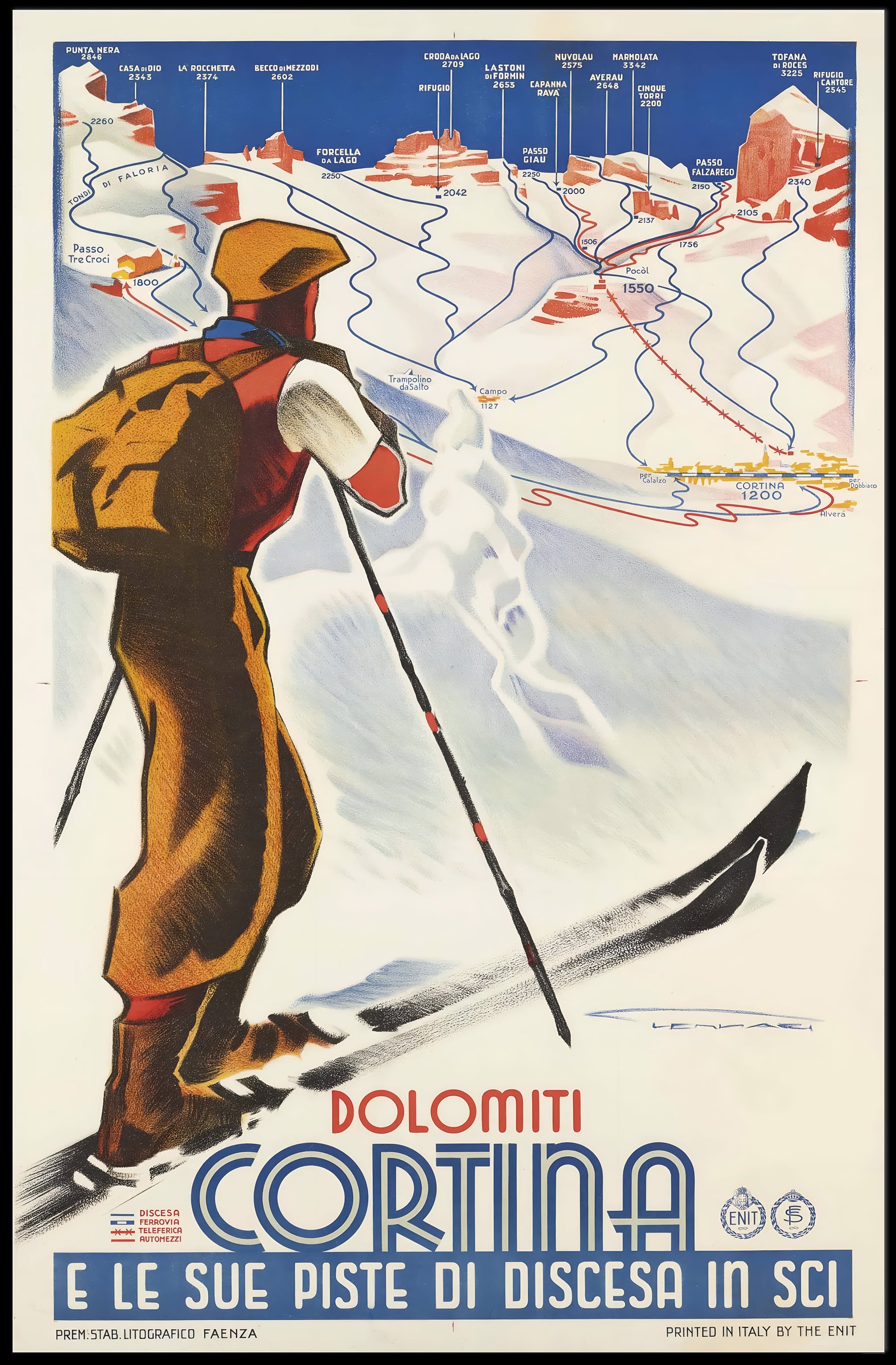 Skiing in the Dolomites Poster PosterGoat