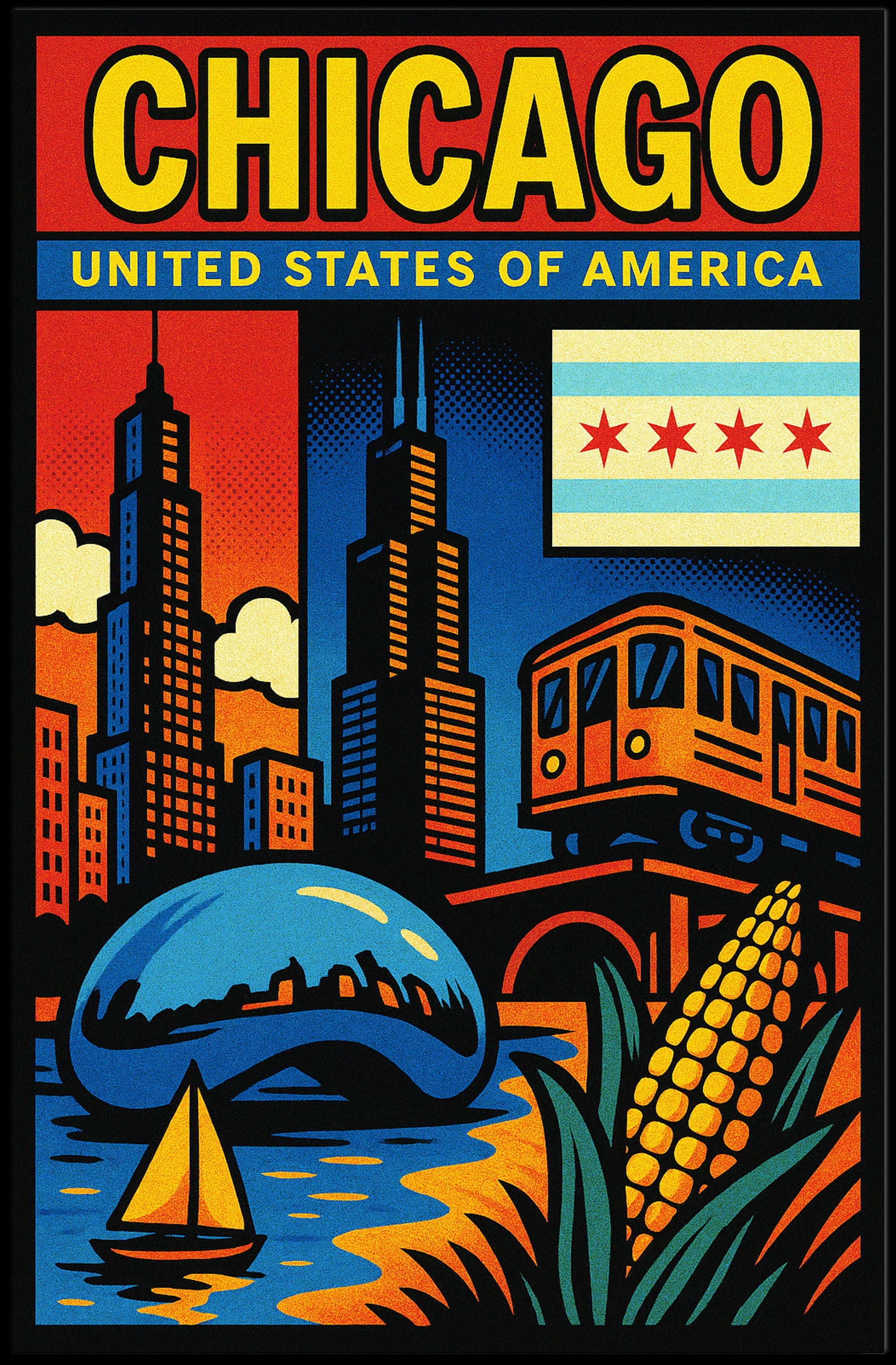 Vibrant Chicago Poster PosterGoat