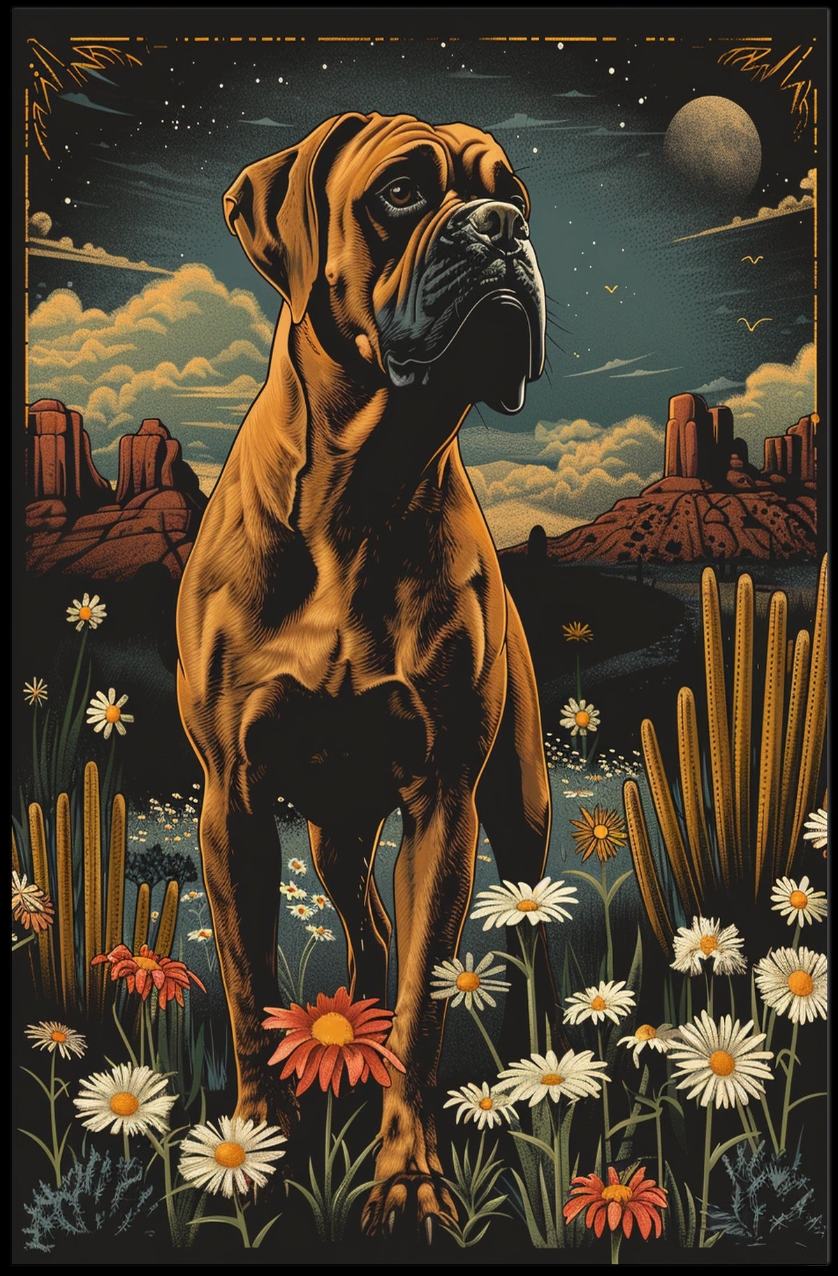 Majestic Canine In The Desert Night Poster