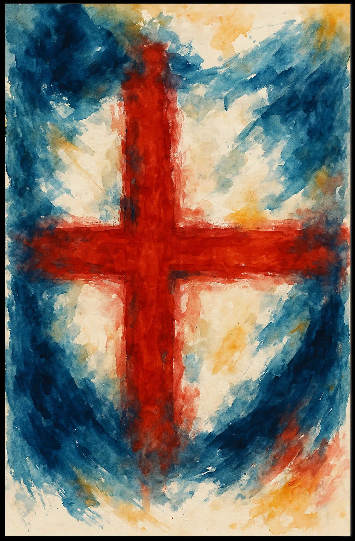 Abstract Cross In Watercolor Abstract Poster