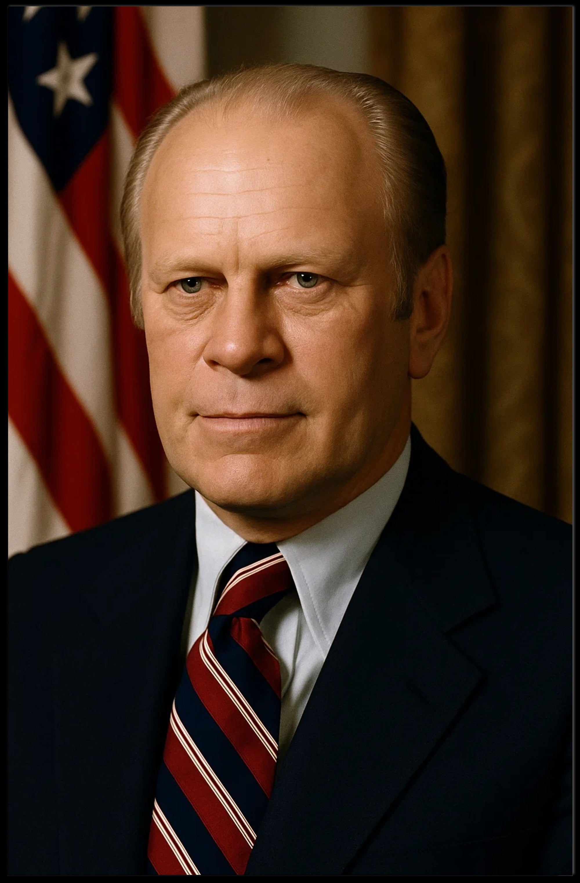 Presidential Portrait with American Flag Historical Poster