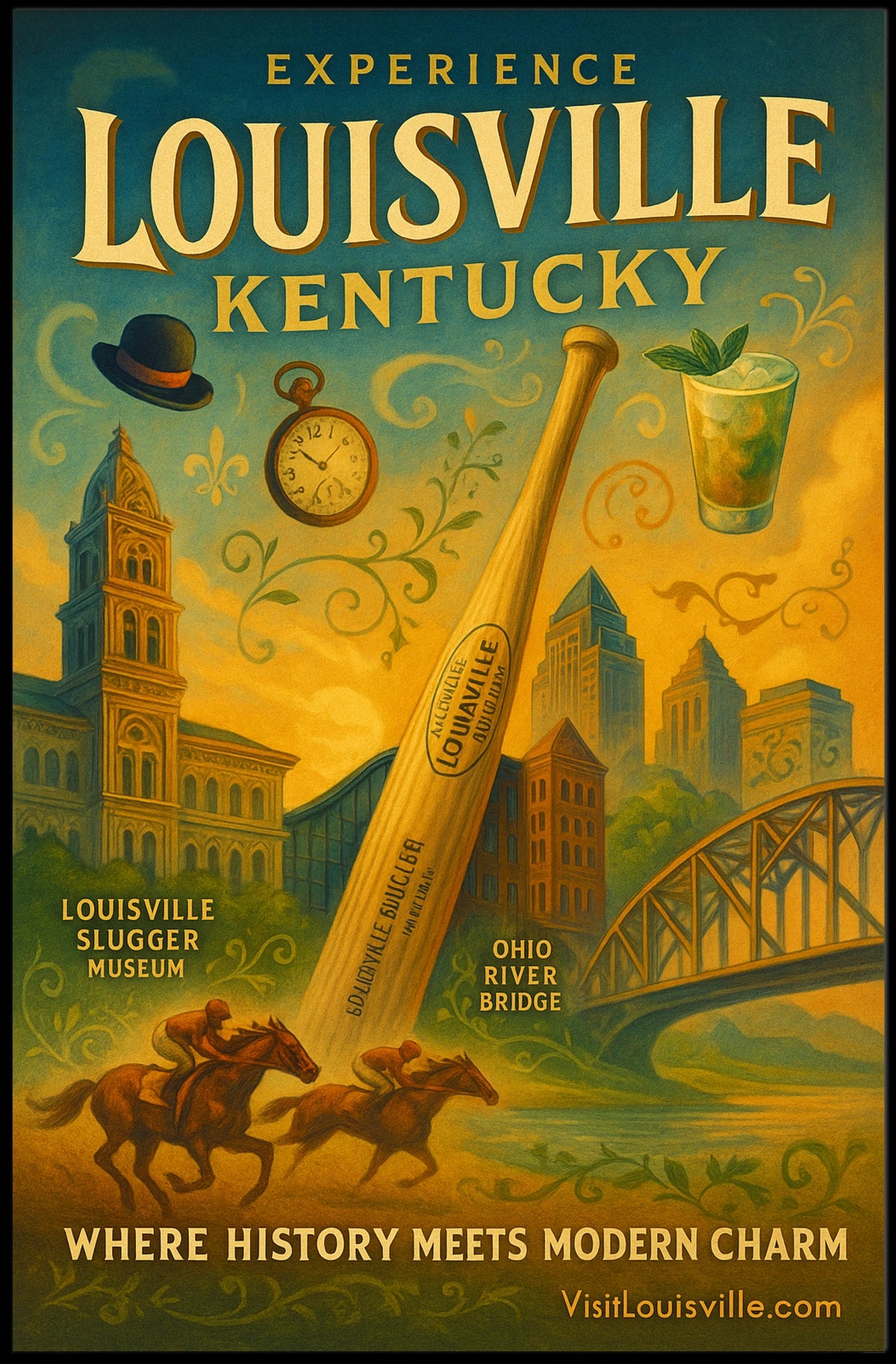 Louisville Heritage Charm: Vintage Urban Cityscape Poster