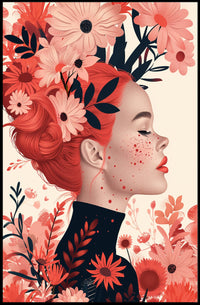 Ethereal Redhead Floral Fusion Art Poster PosterGoat