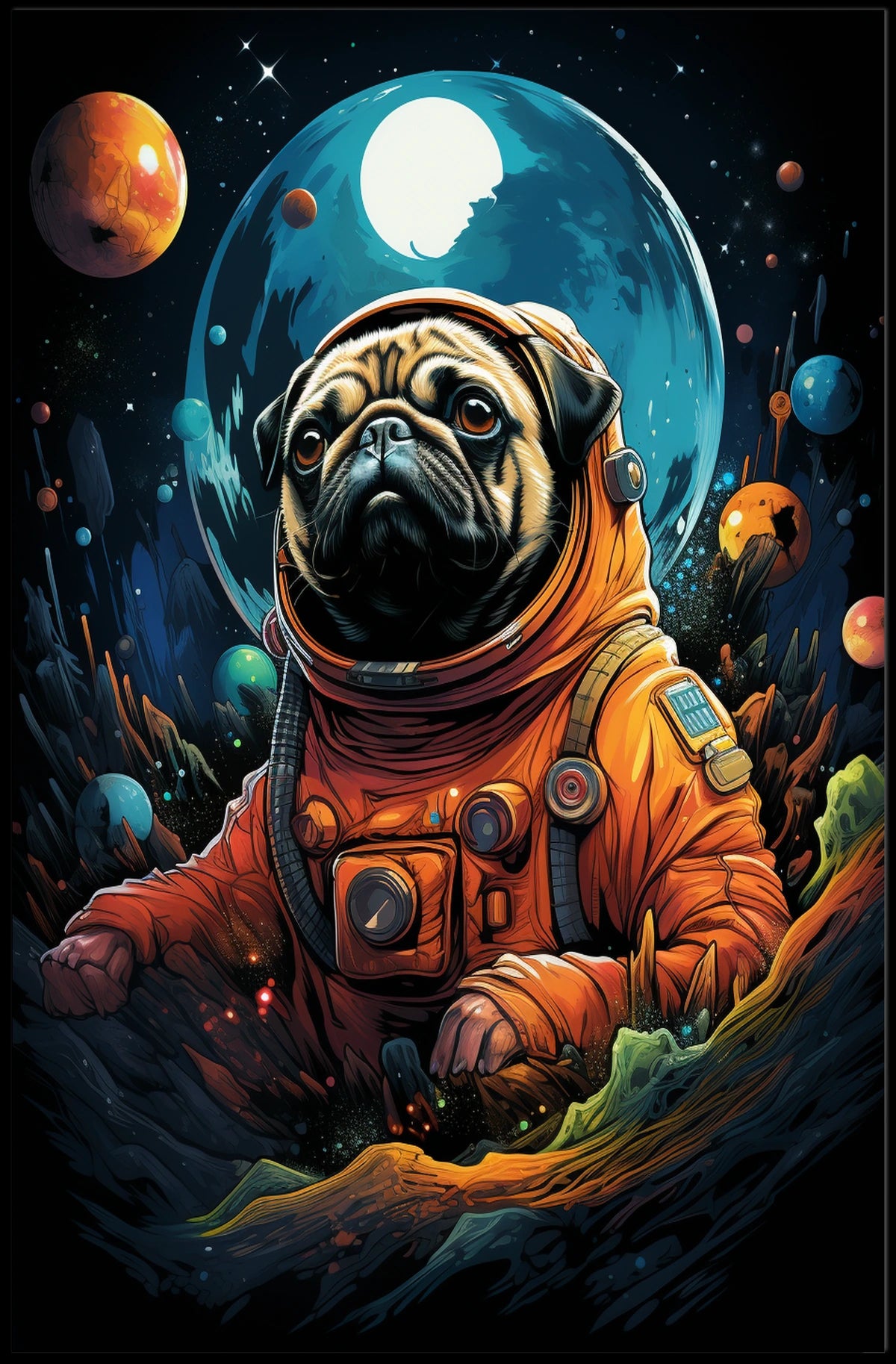 Cosmic Pug Adventure Poster