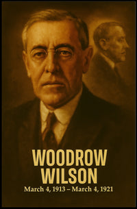 Woodrow Wilson Presidential Poster Vintage Analog Film Aesthetic Wall Art Historical Portrait Print