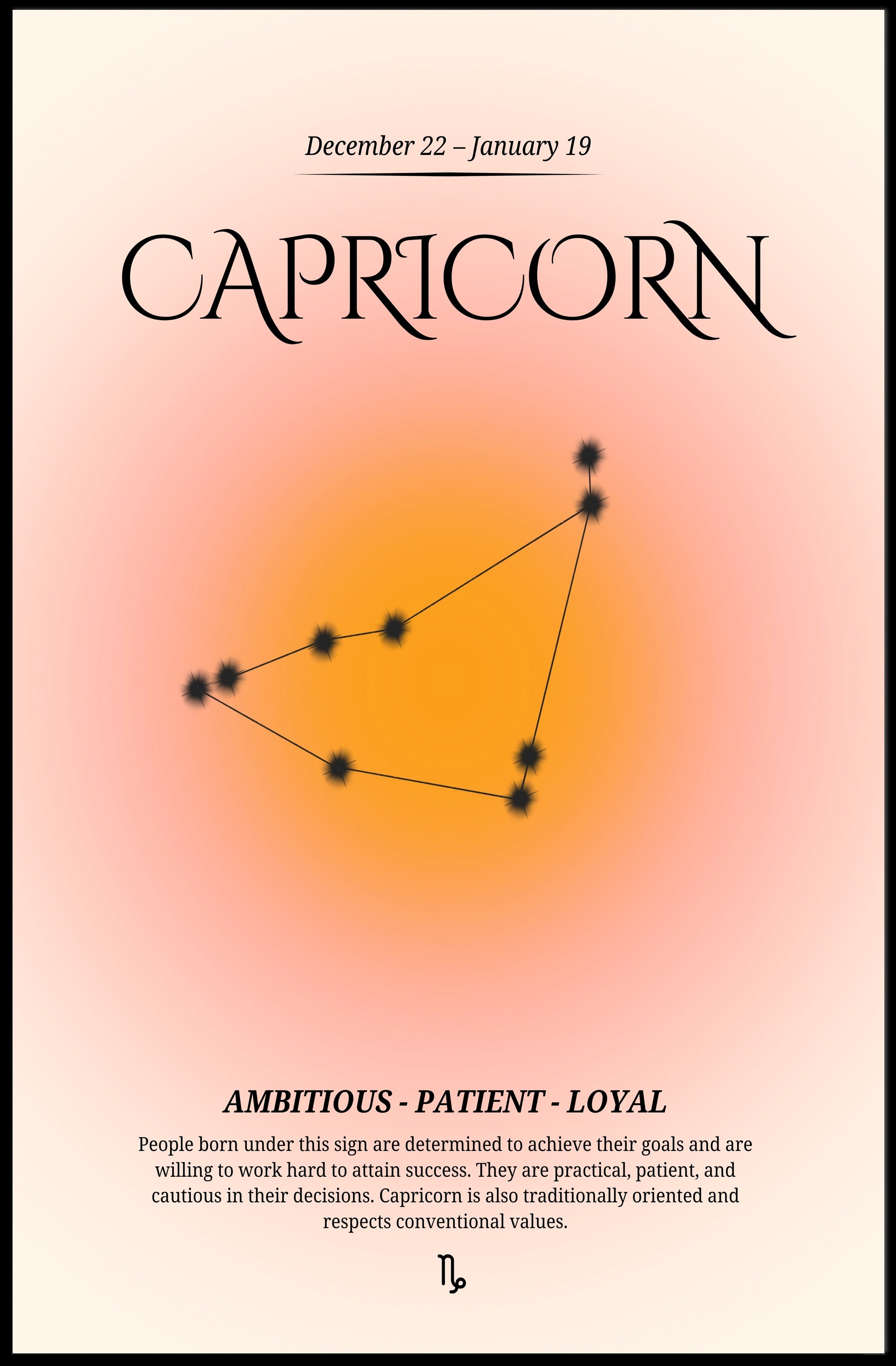 Capricorn Zodiac Constellation: Modern and Minimalistic Poster PosterGoat