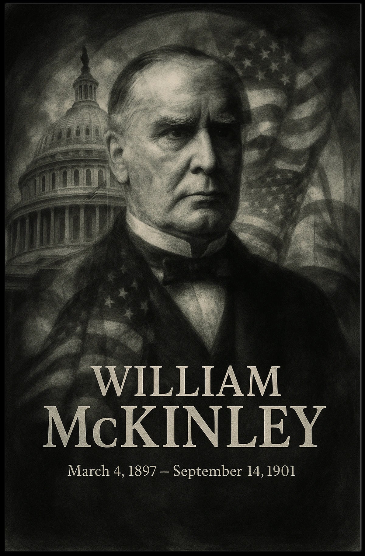 William McKinley 25th President of the United States Double Exposure Poster
