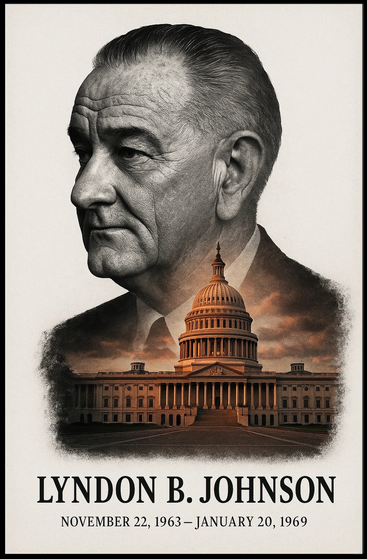 Lyndon B. Johnson 36th President of the United States Reflections Poster