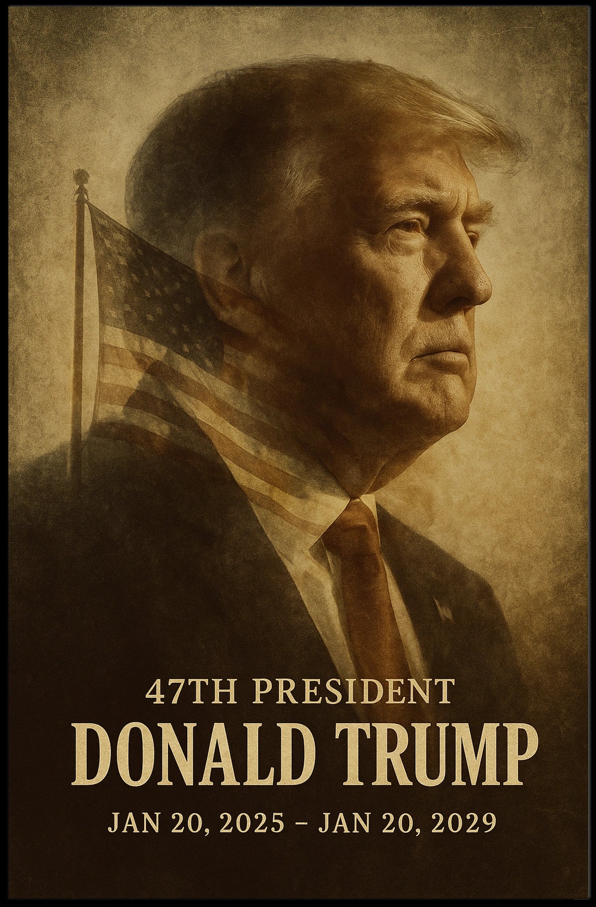 Trump Vision Promise Vintage Sepia Patriotic Poster