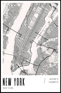 New York City Minimalist Map Poster Modern Wall Art