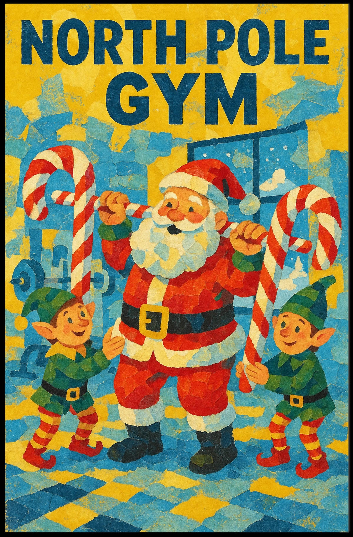 Santa Claus at North Pole Gym Fantasy or Mythology Poster