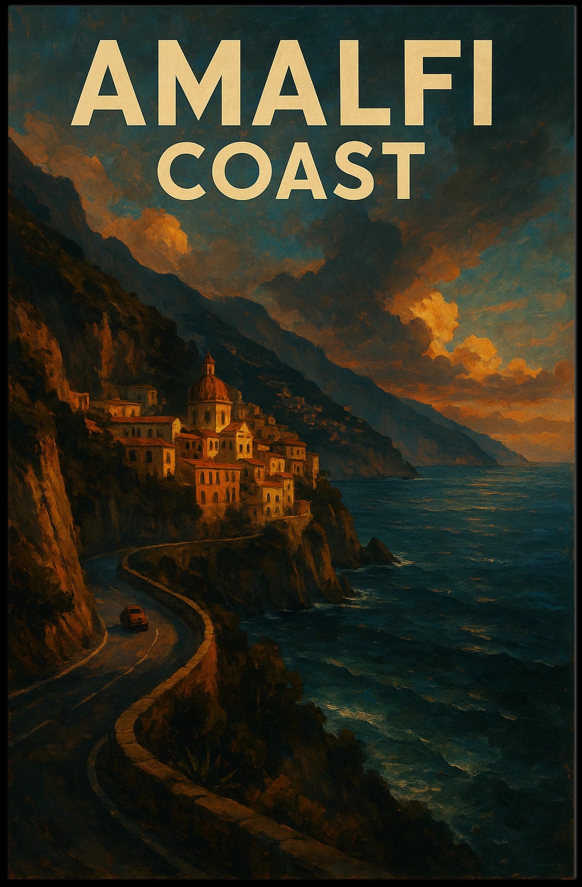 Amalfi Coast Poster Wall Art 18x24 Coastal Decor Print