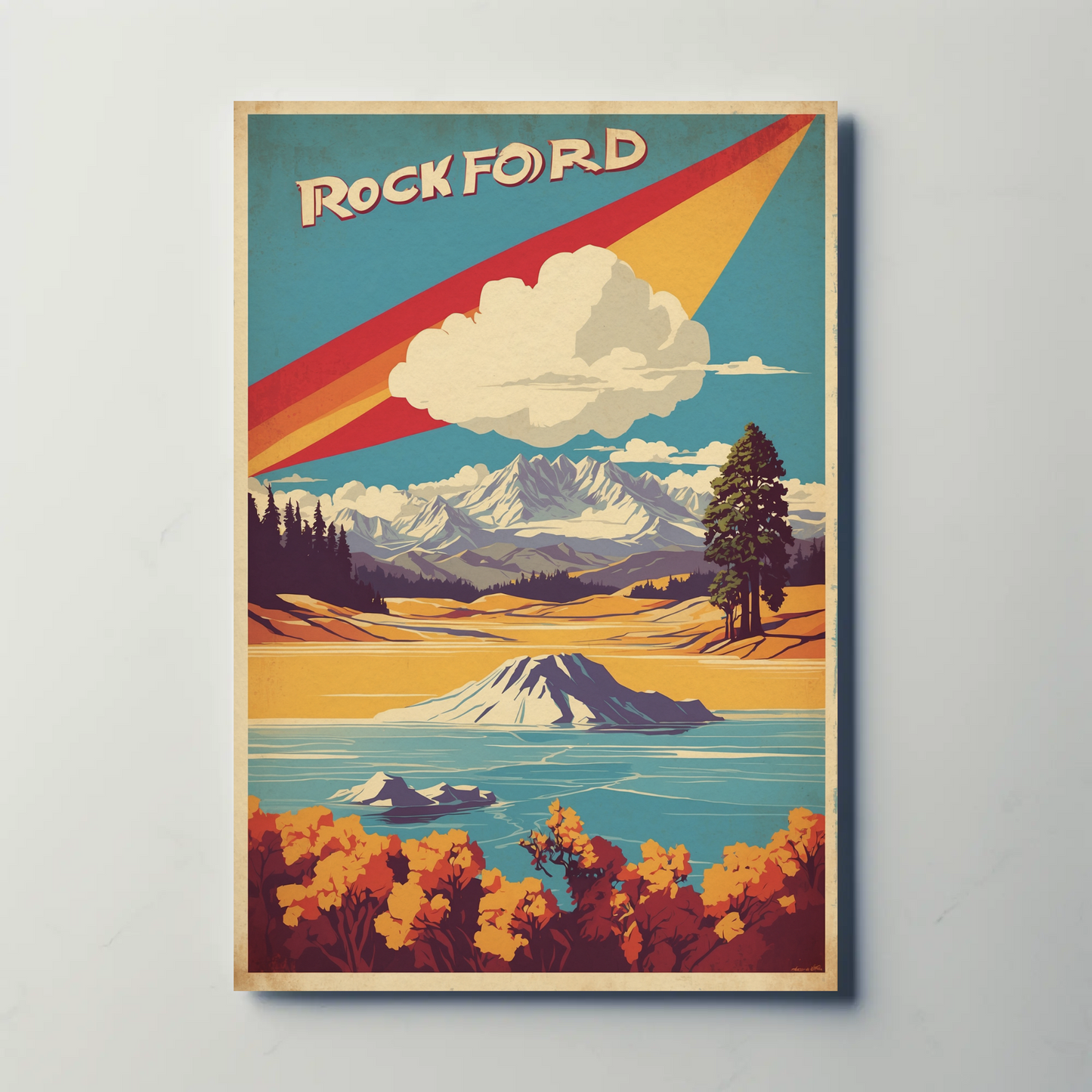 Rockford Illinois Vintage Travel Poster Artwork