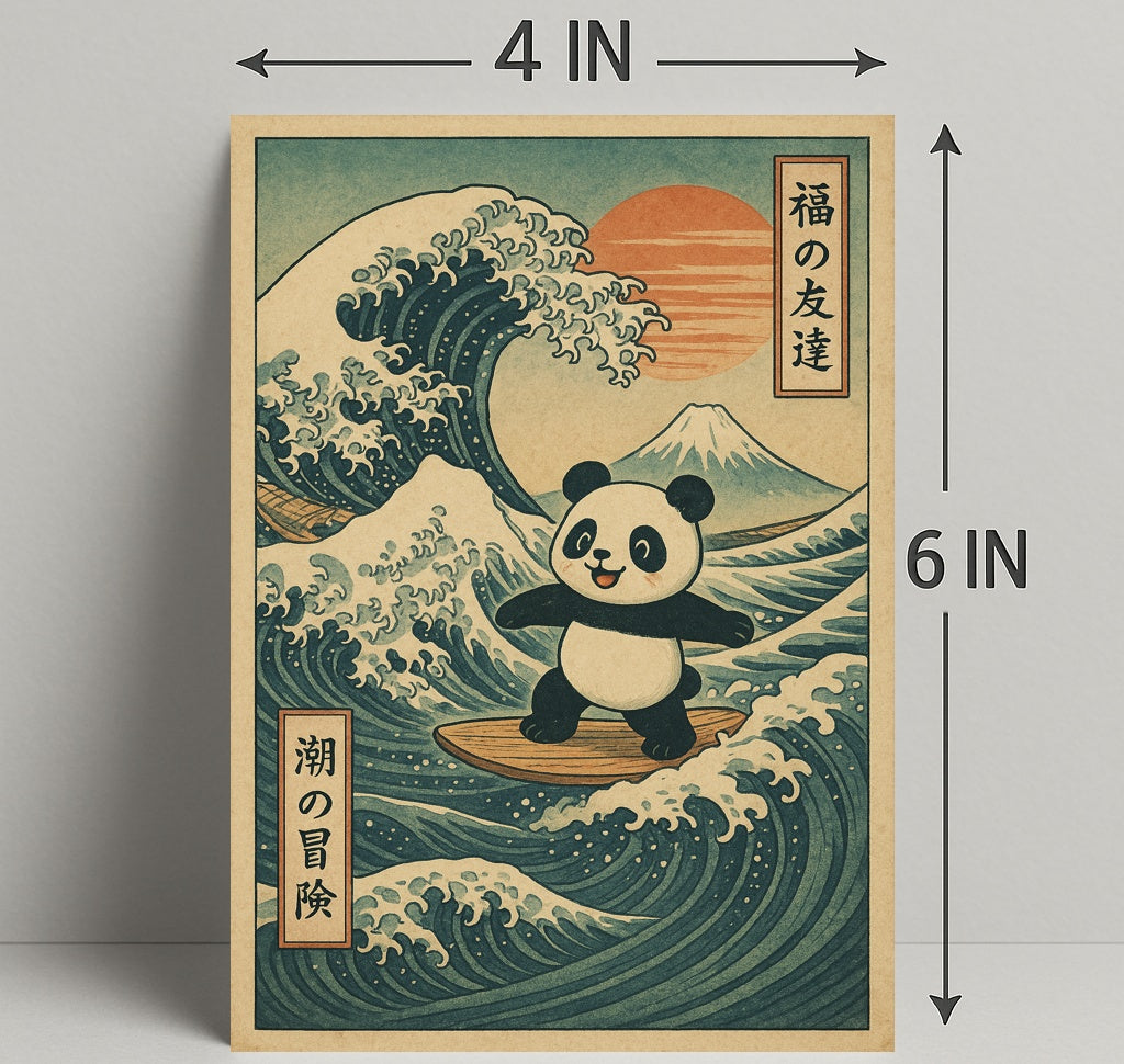 Pandas Surfing Adventure Poster PosterGoat
