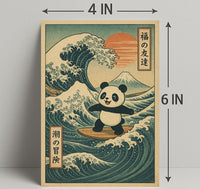 Pandas Surfing Adventure Poster PosterGoat
