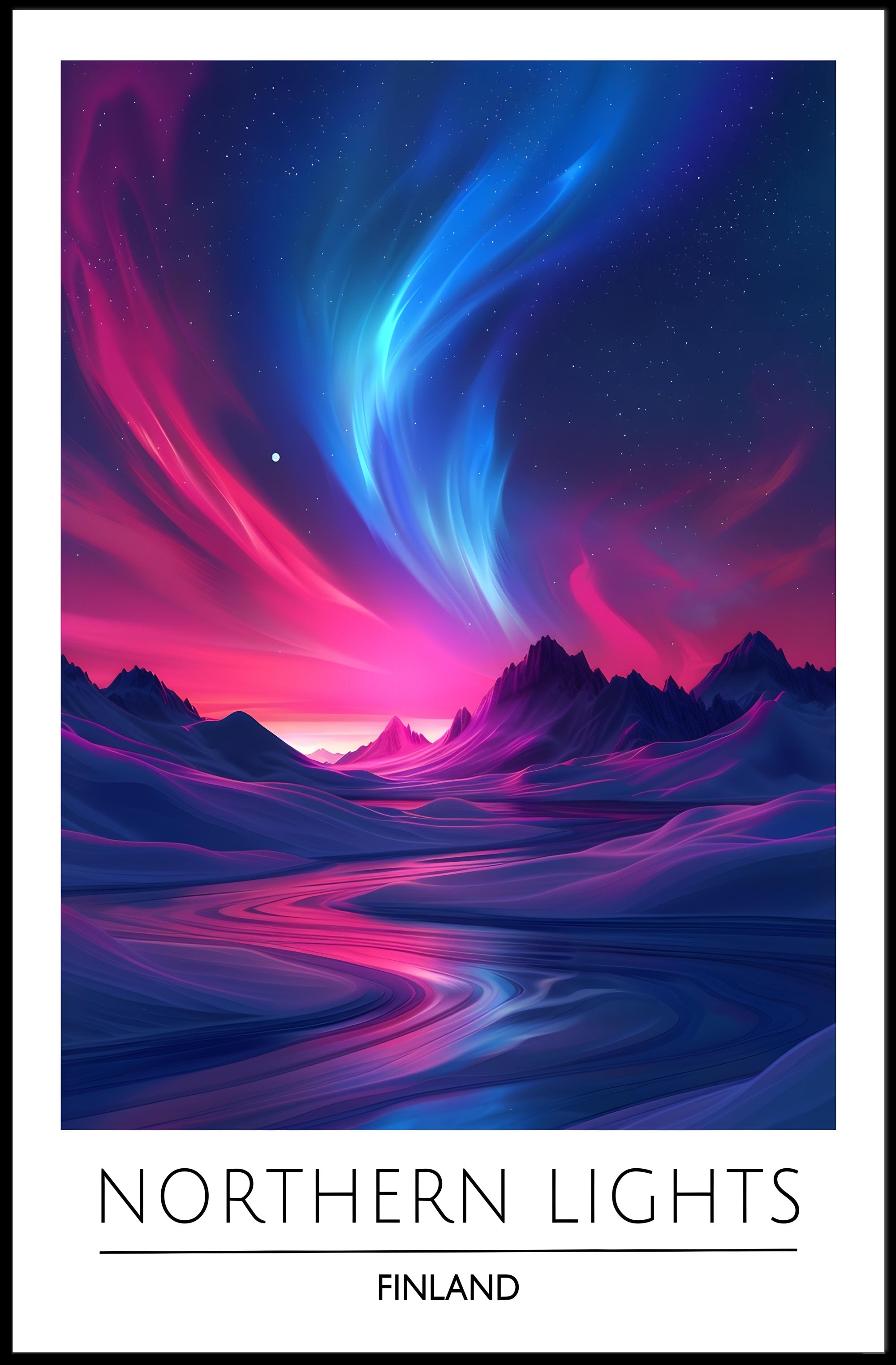 Northern Lights Finland Travel Poster