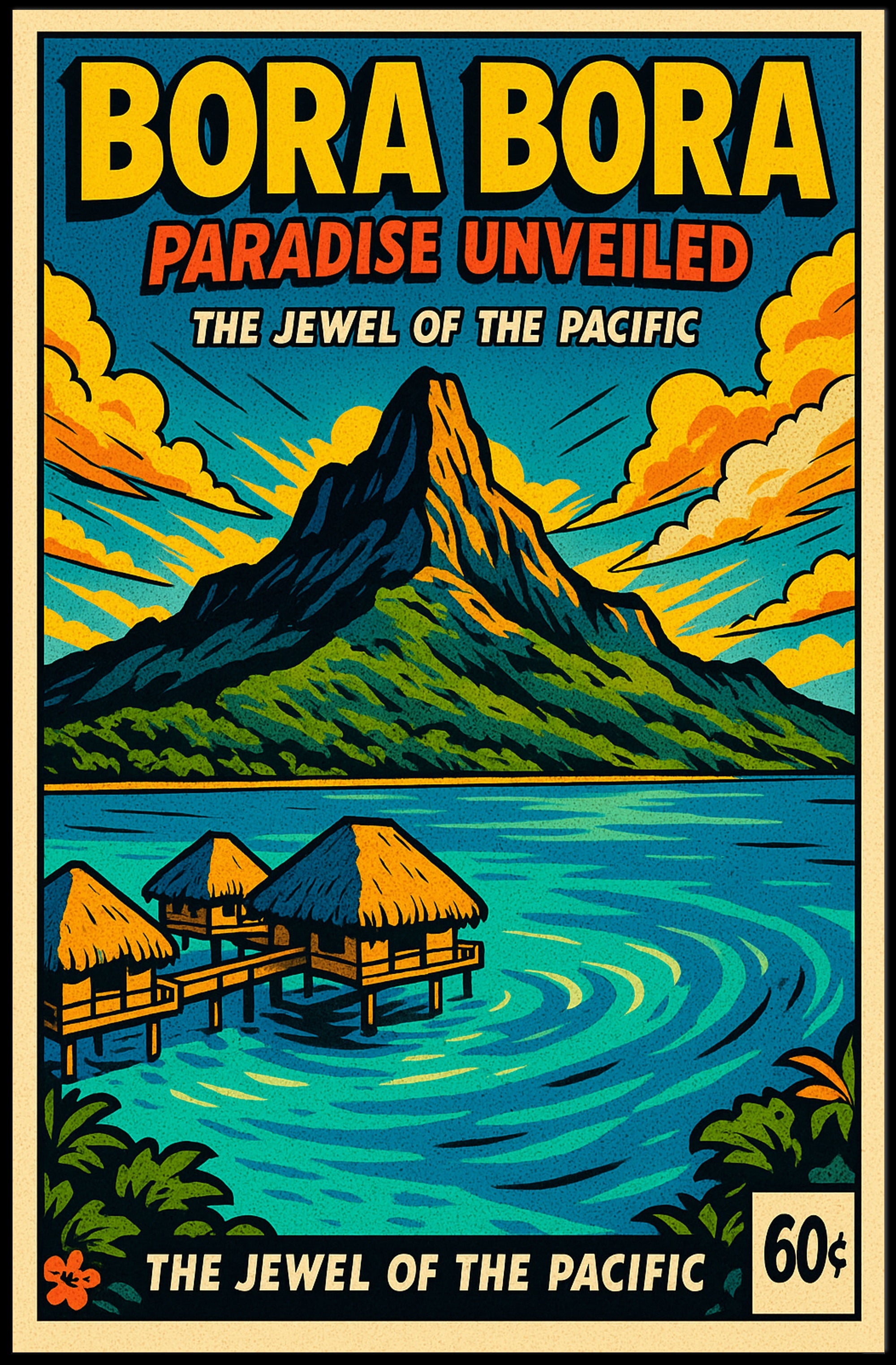 Bora Bora Paradise Vintage Travel Poster PosterGoat