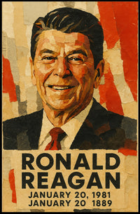 Ronald Reagan 40th President of the United States Layered paper Collage Poster