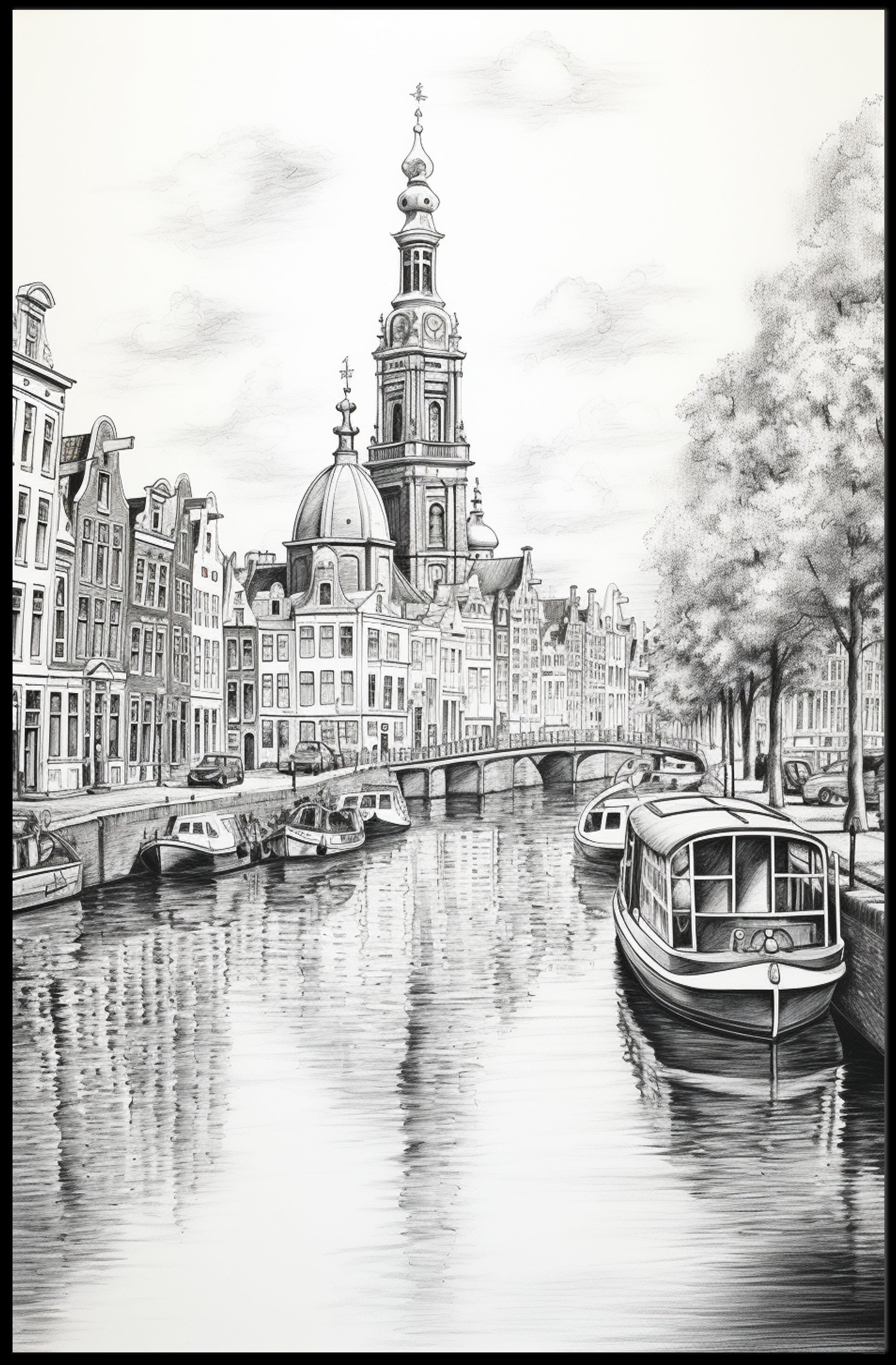 Amsterdam Canal Sketch Poster
