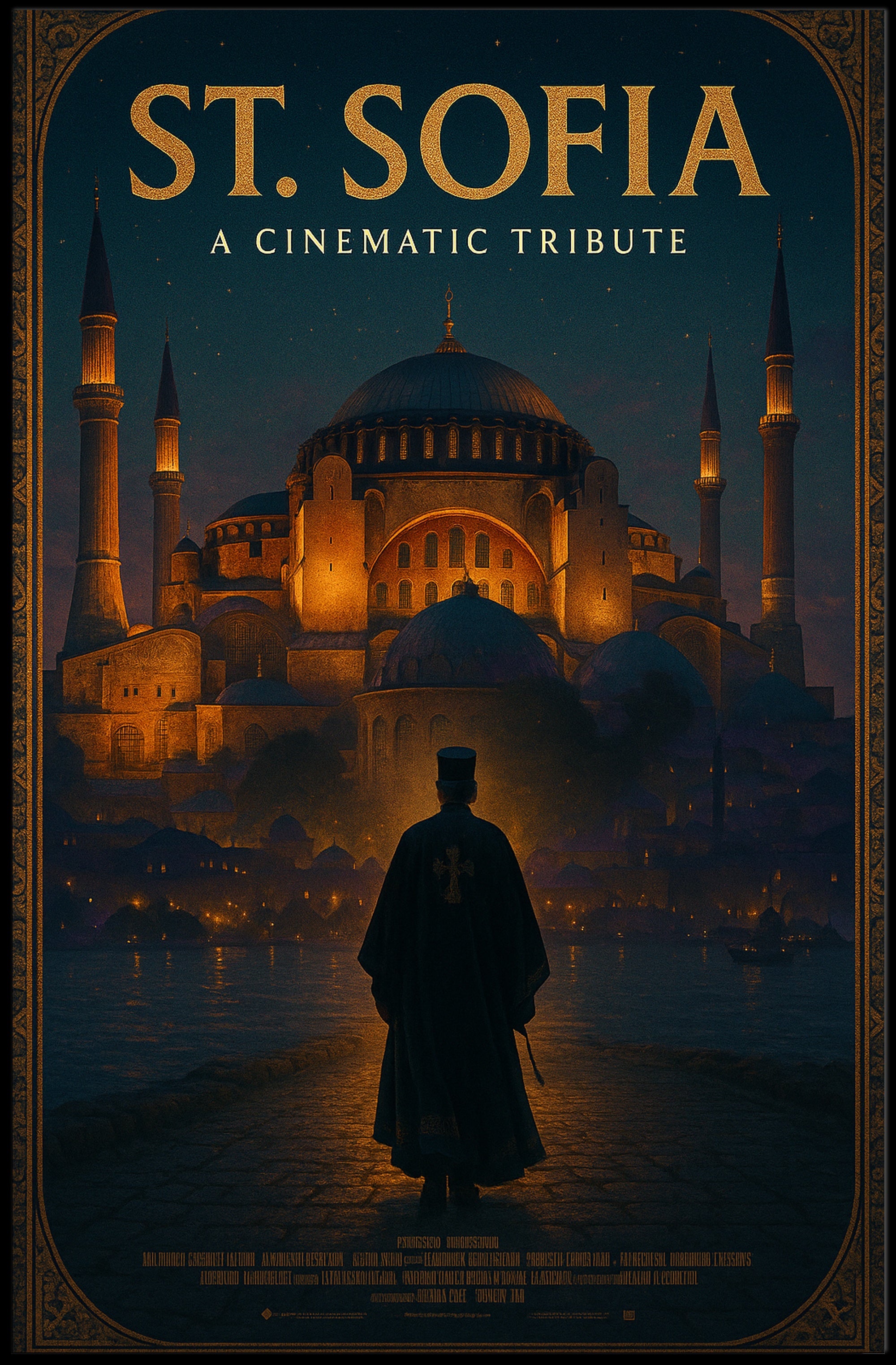 Majestic Hagia Sophia Under Night Sky Cultural or Heritage Poster PosterGoat