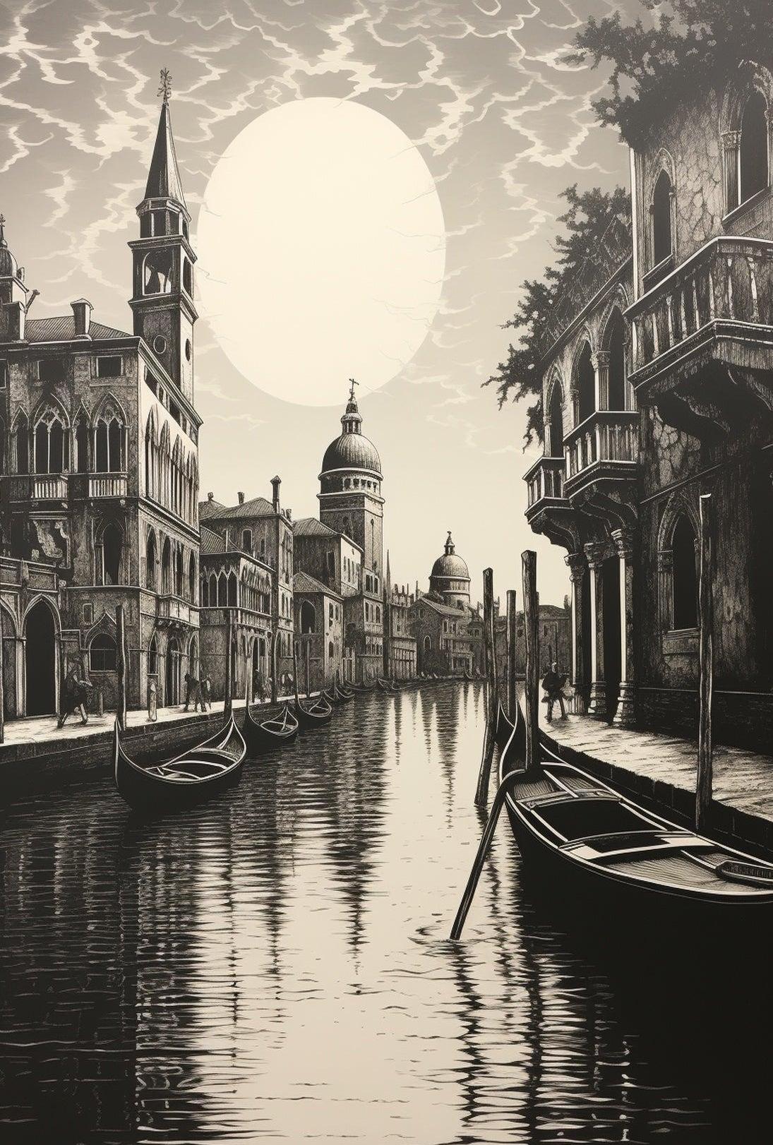 Venice Canal Romance Vintage Travel Poster