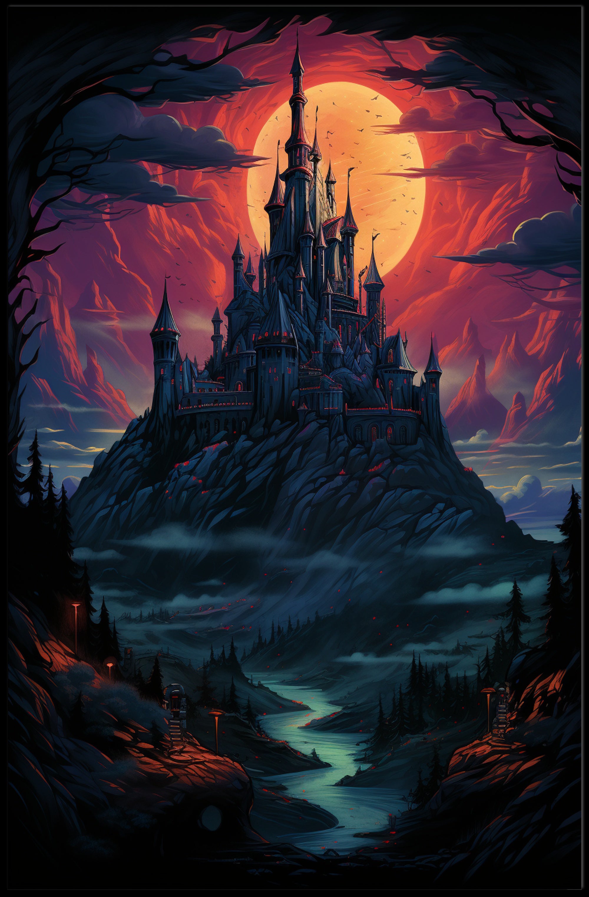 Enchanted Castle At Dusk Poster