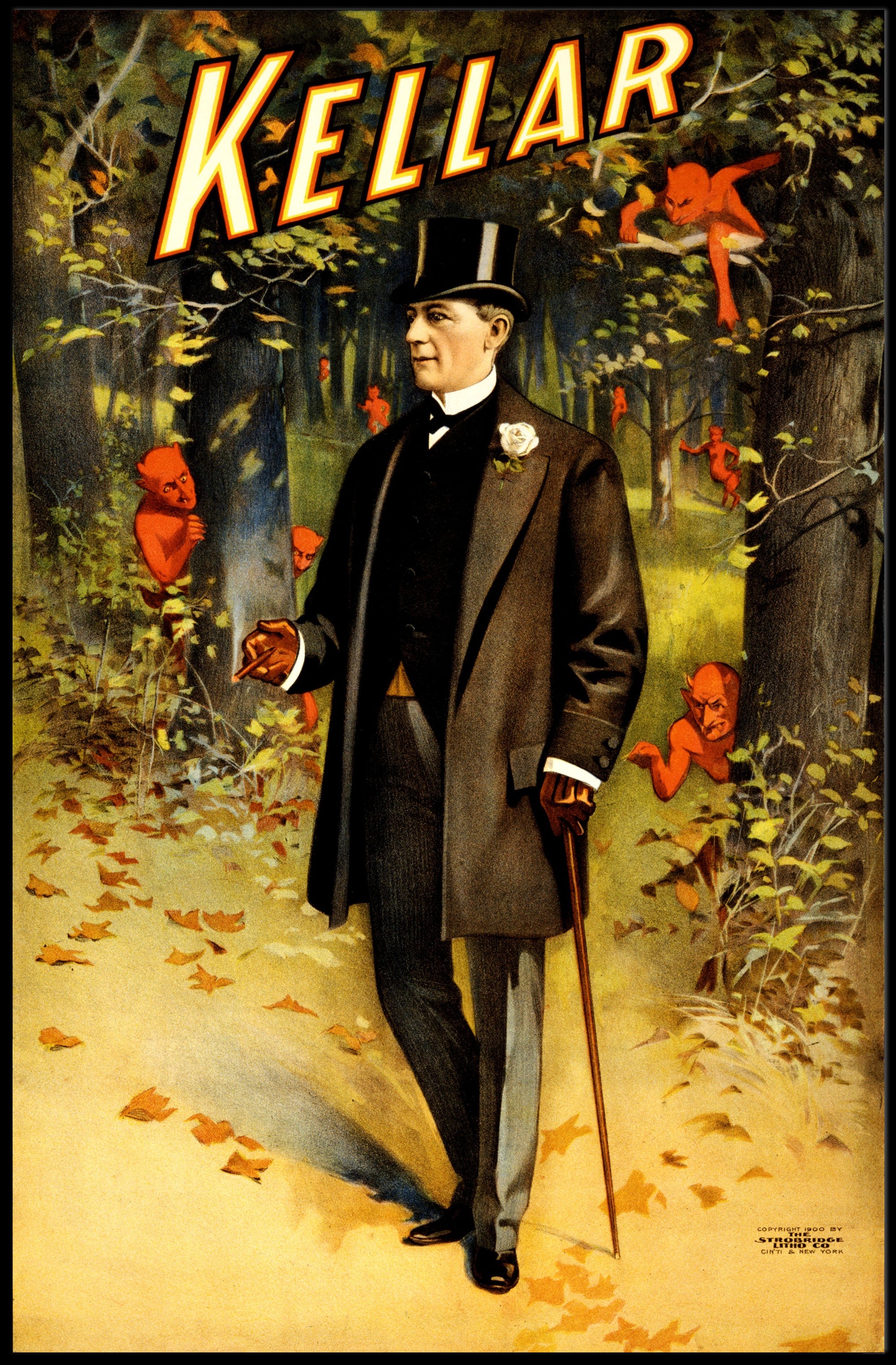 Magical Performer with Imps in Enchanted Forest Artistic Poster