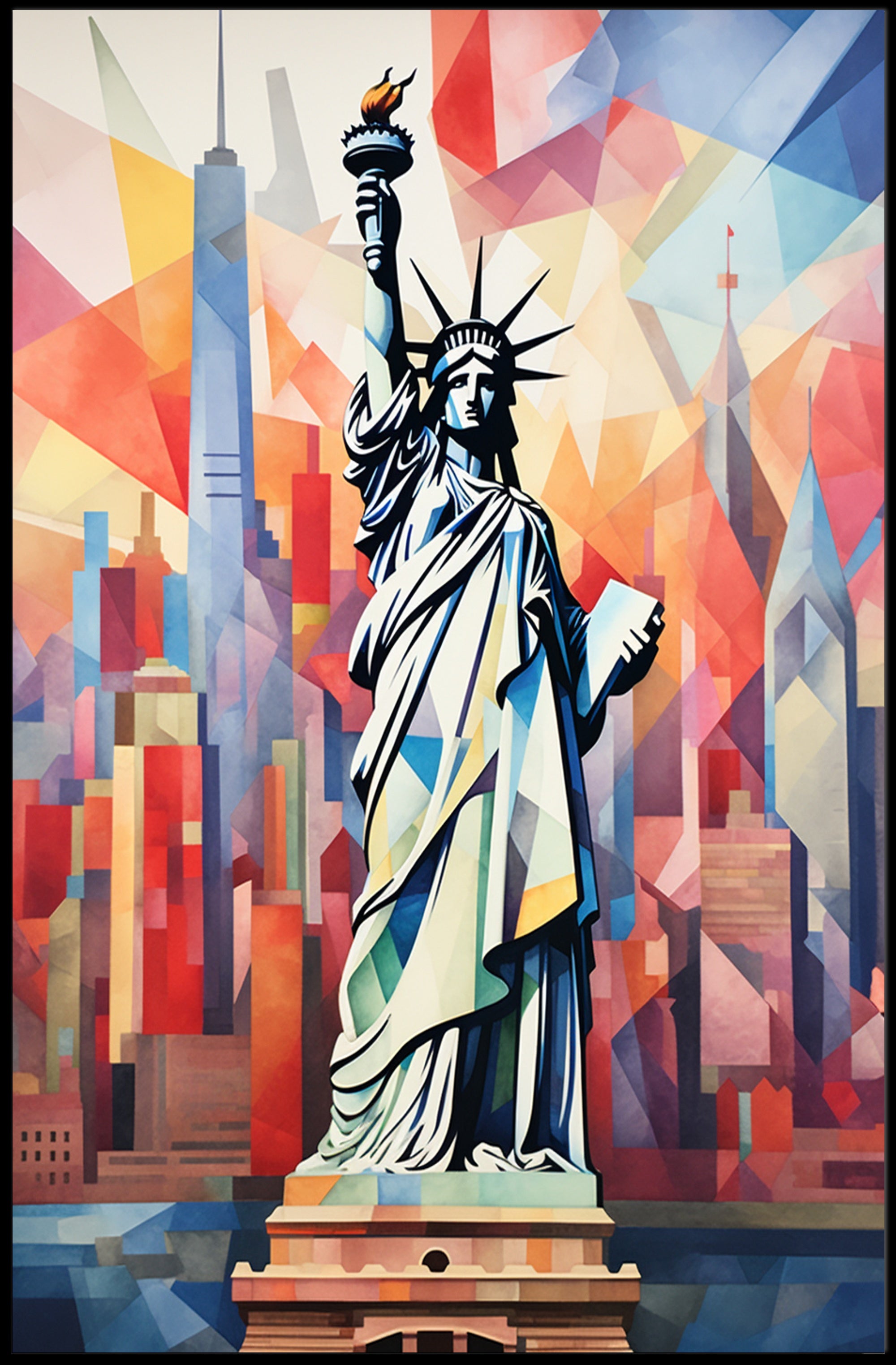 Statue Of Liberty Geometric Splendor Poster