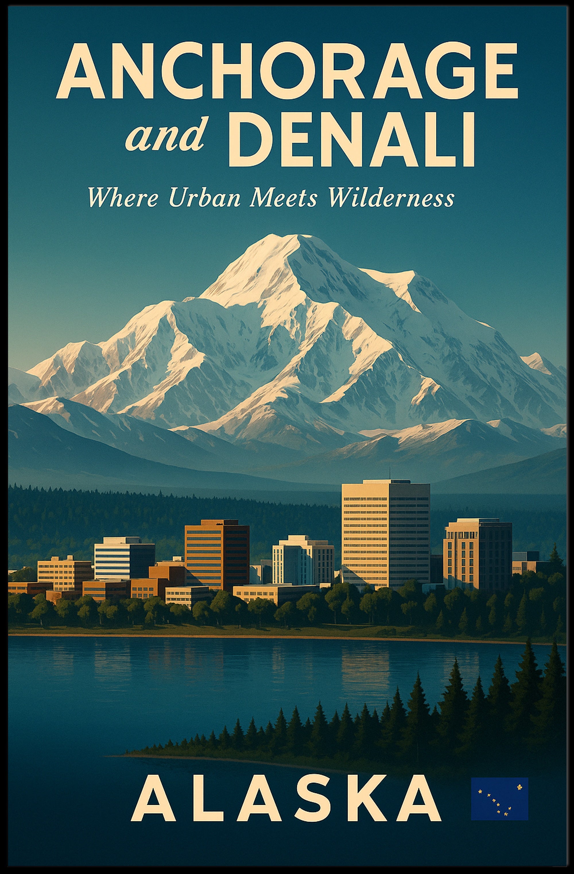Anchorage and Denali Harmony Vintage Travel Poster PosterGoat
