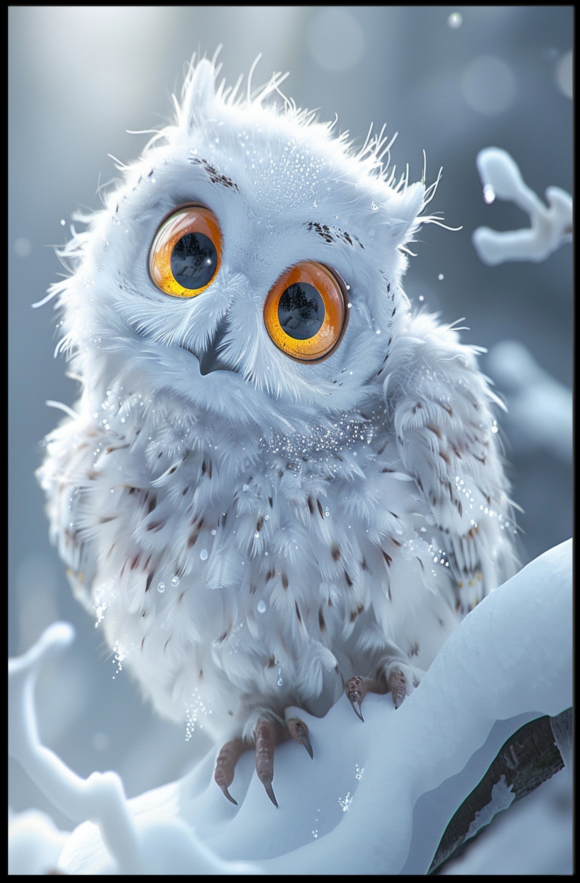 Enchanting Winter Owl Photorealistic Art Poster PosterGoat