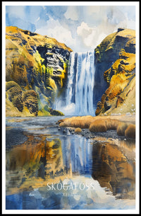 Skógafoss Waterfall Poster PosterGoat
