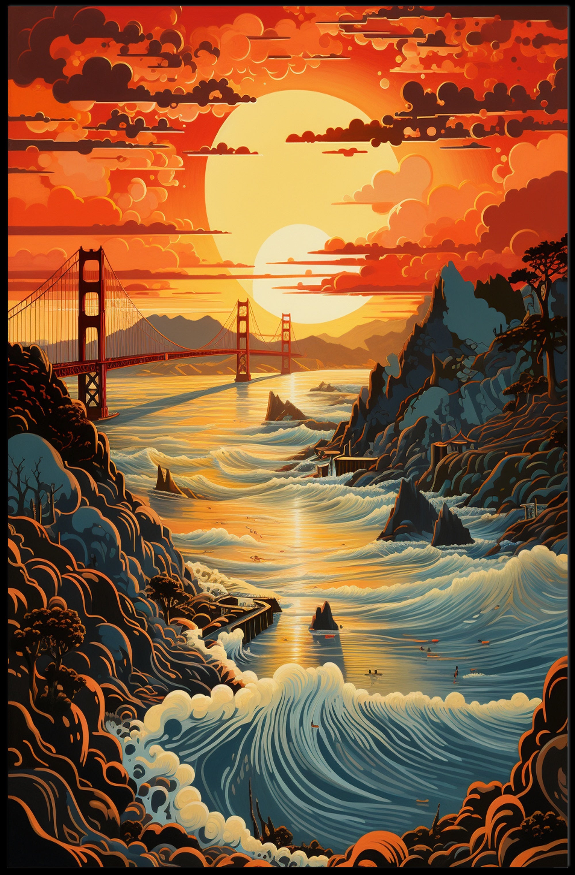 Sunset Over The Golden Gate Poster