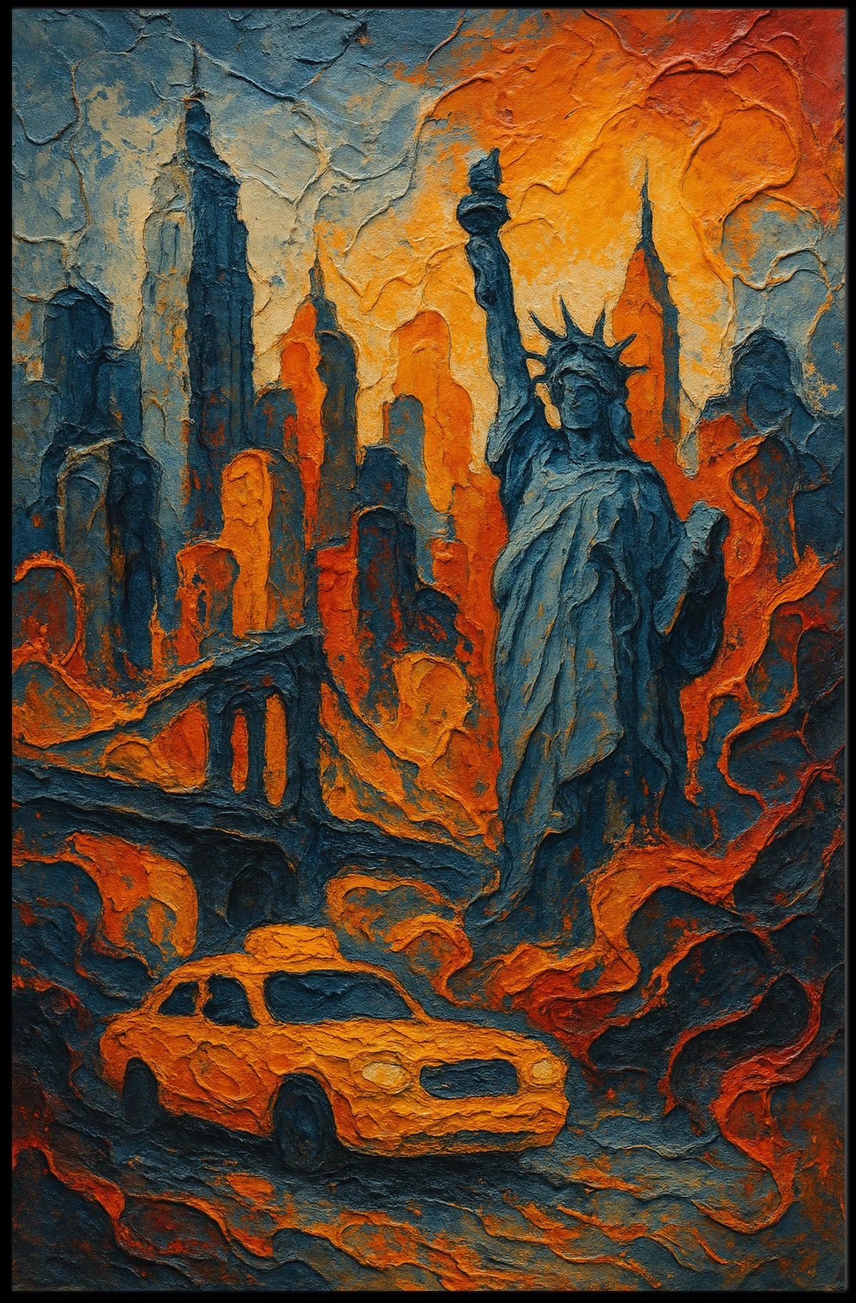 New York City Skyline Poster Modern Travel Wall Art